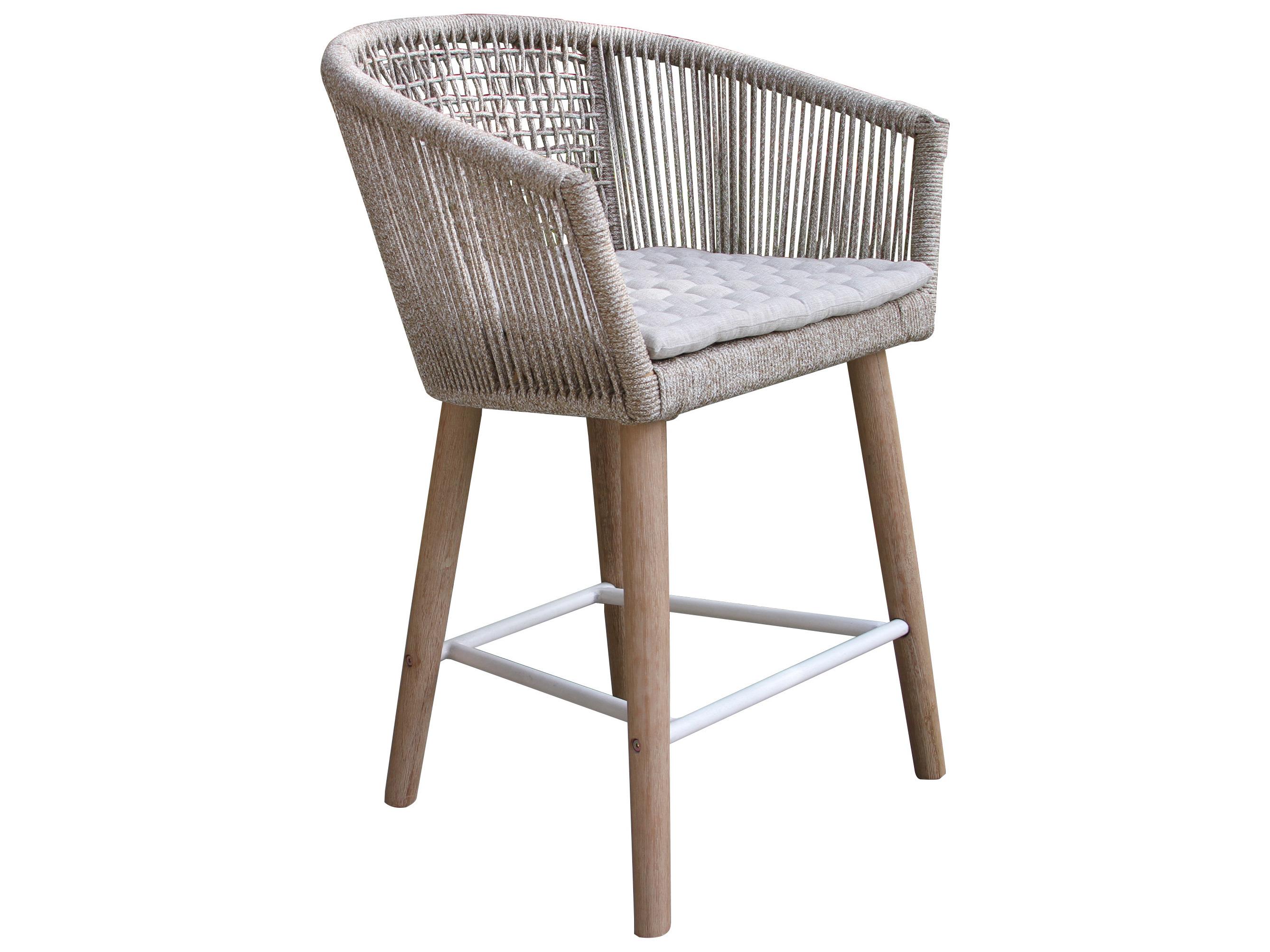 Outdoor Interiors Antique Wash Eucalyptus & Wheat Rope Counter Chairs (Price Includes Two)