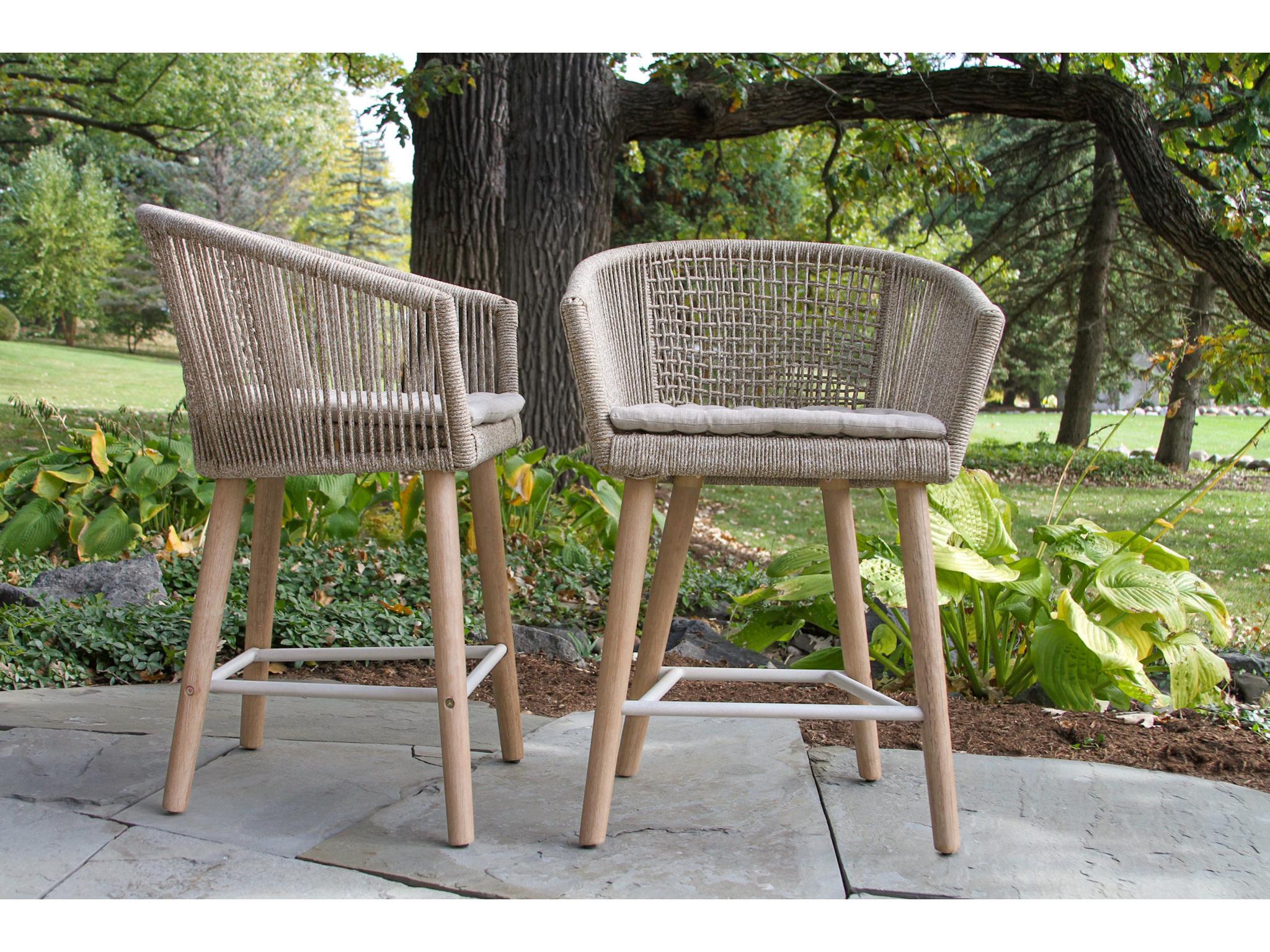 Outdoor Interiors Antique Wash Eucalyptus & Wheat Rope Counter Chairs (Price Includes Two)