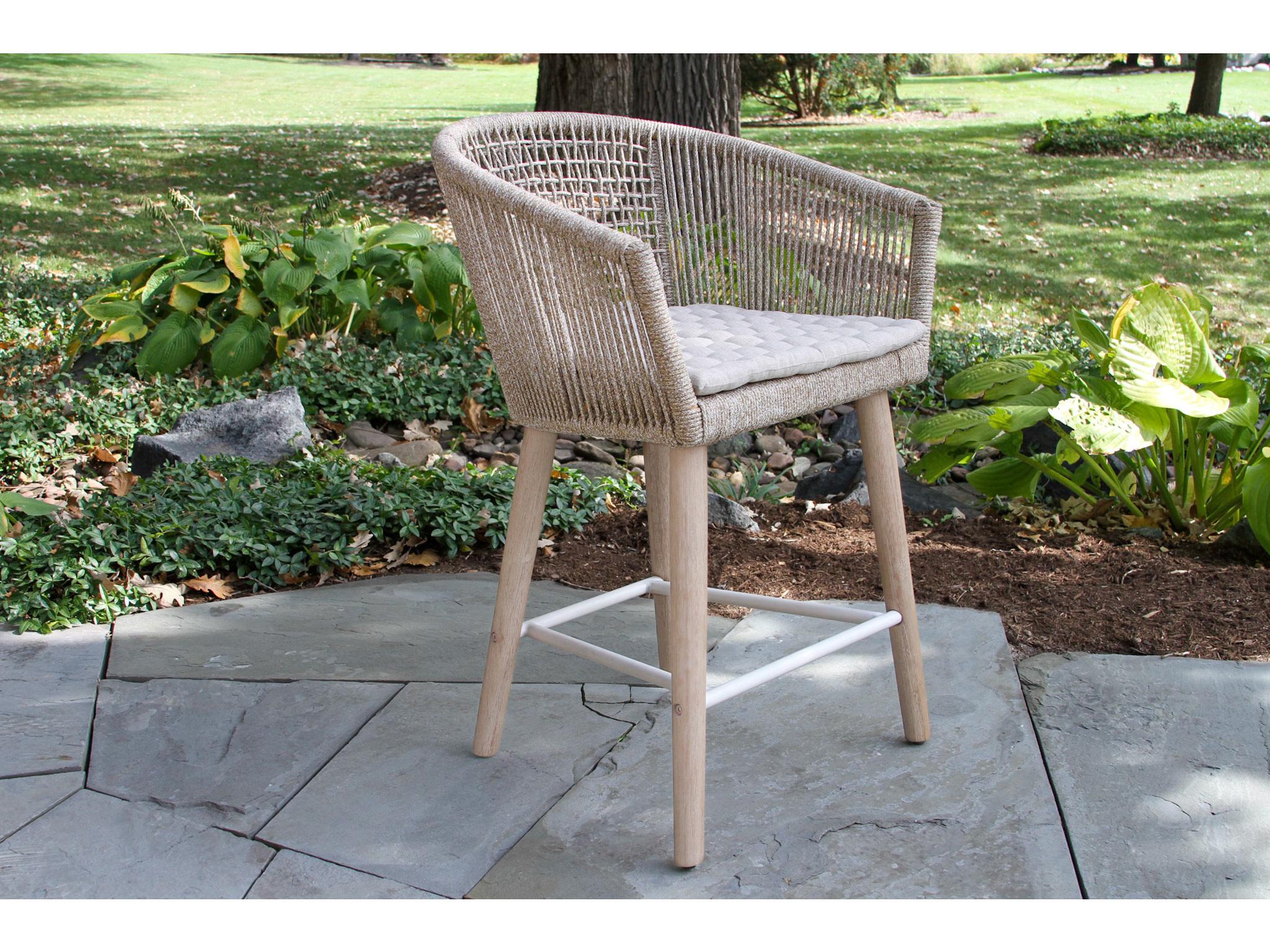 Outdoor Interiors Antique Wash Eucalyptus & Wheat Rope Counter Chairs (Price Includes Two)