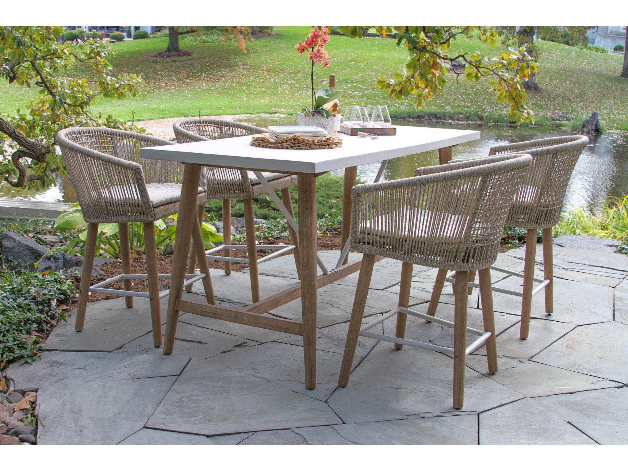 Outdoor Interiors Antique Wash Eucalyptus & Wheat Rope Counter Chairs (Price Includes Two)