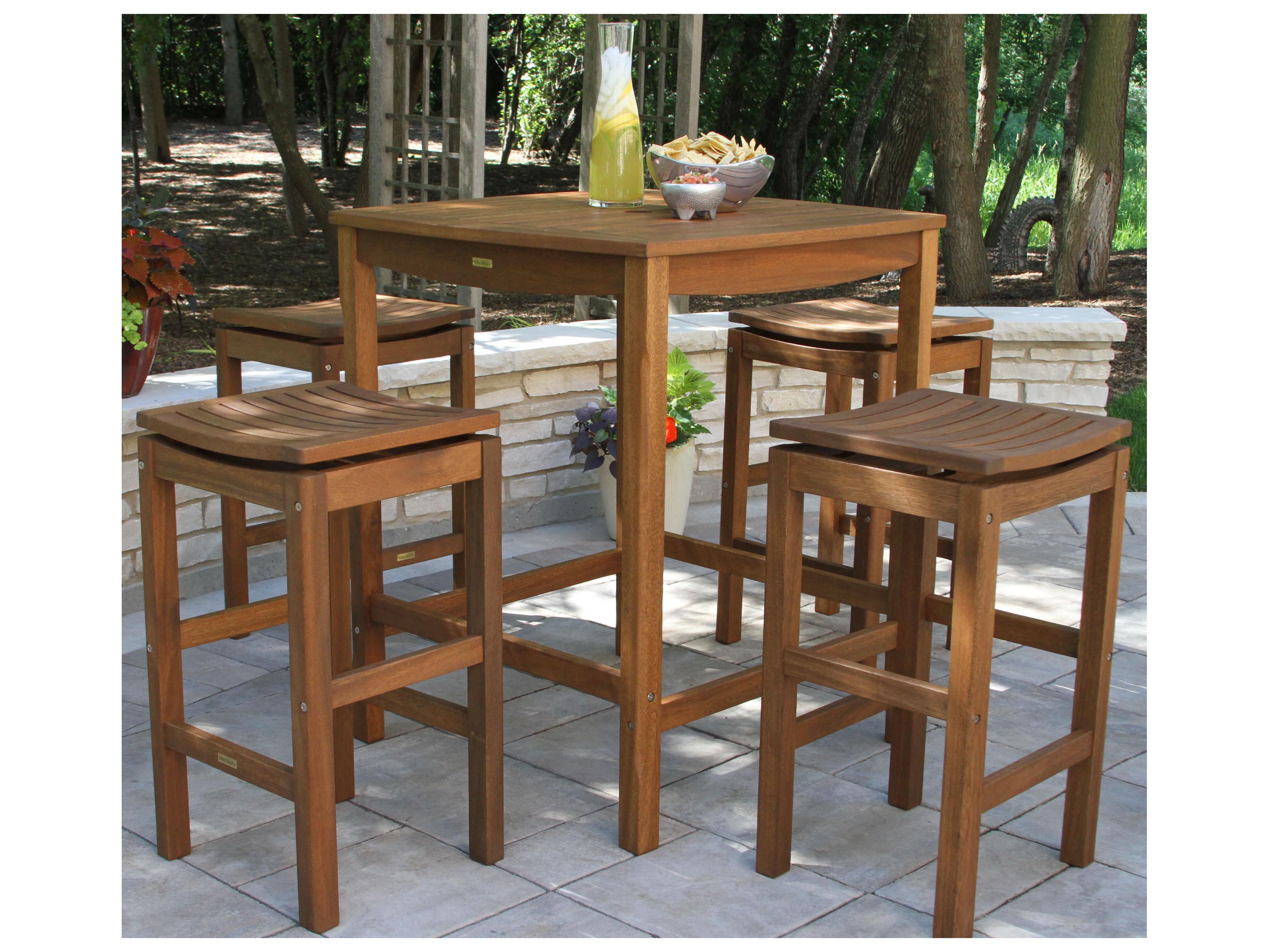 Outdoor Interiors Eucalyptus Pub Stool (Price Includes Two)