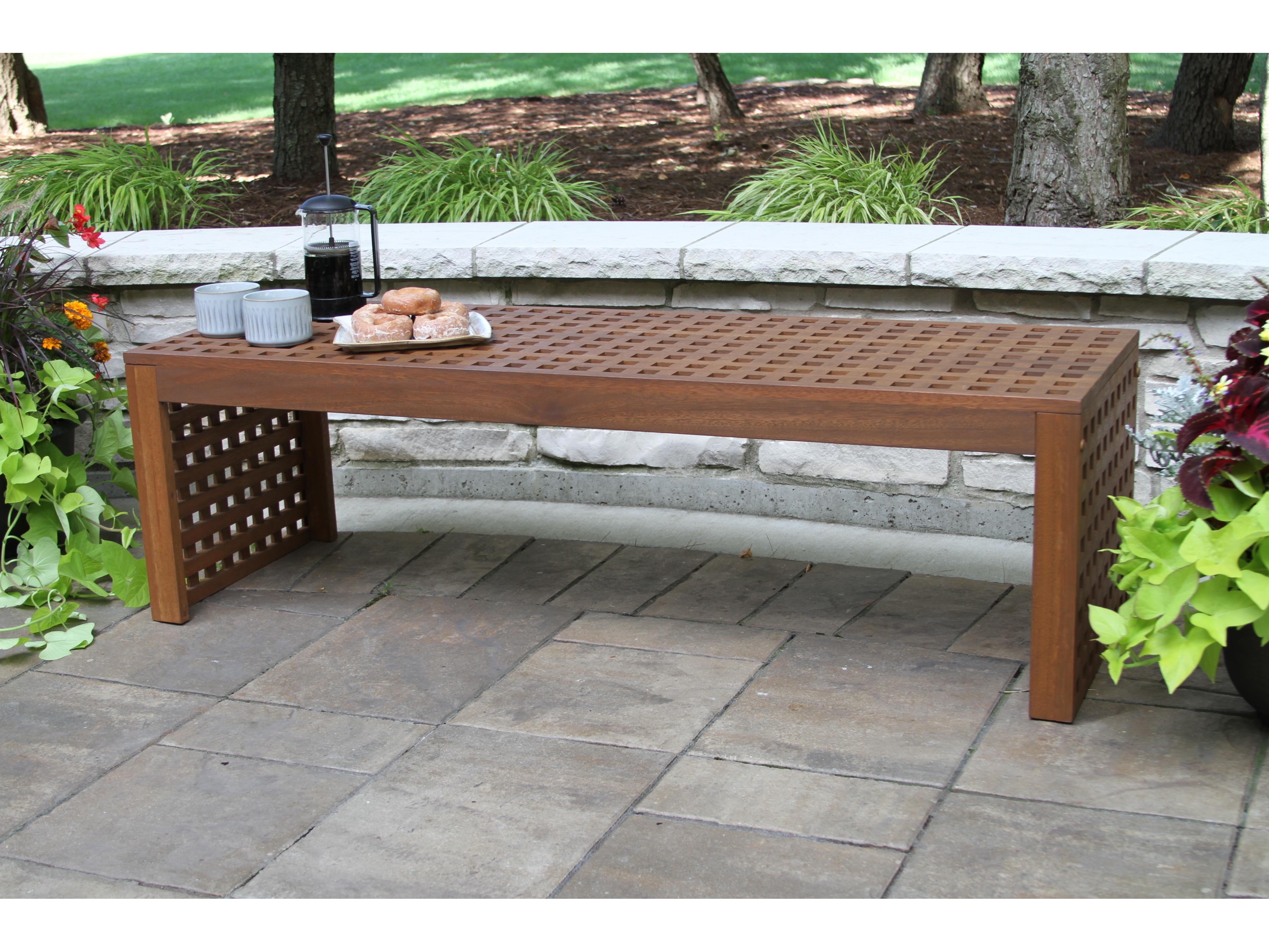 Outdoor Interiors Eucalyptus Checkerboard Oversized Bench