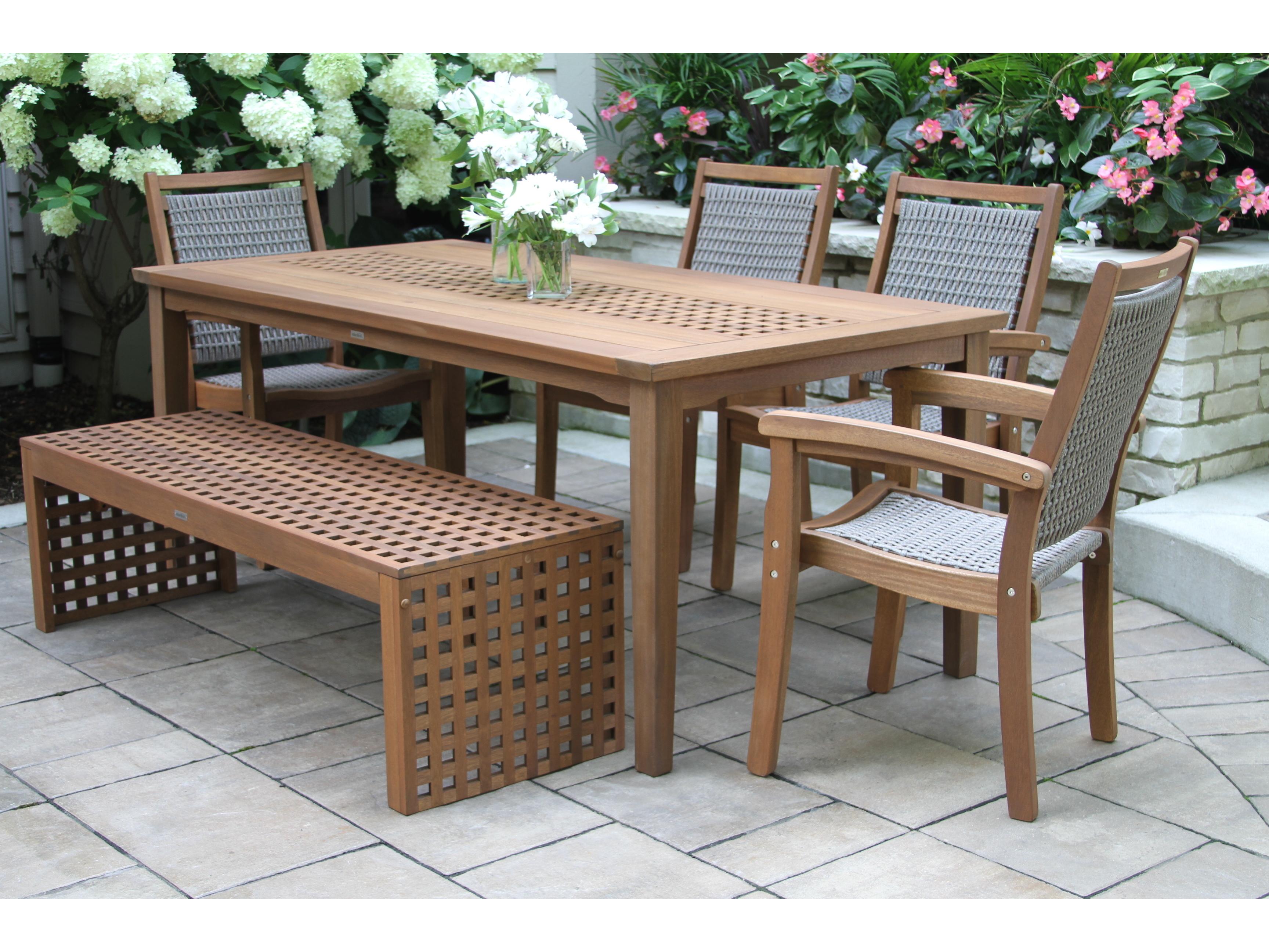 Outdoor Interiors Eucalyptus Checkerboard Oversized Bench