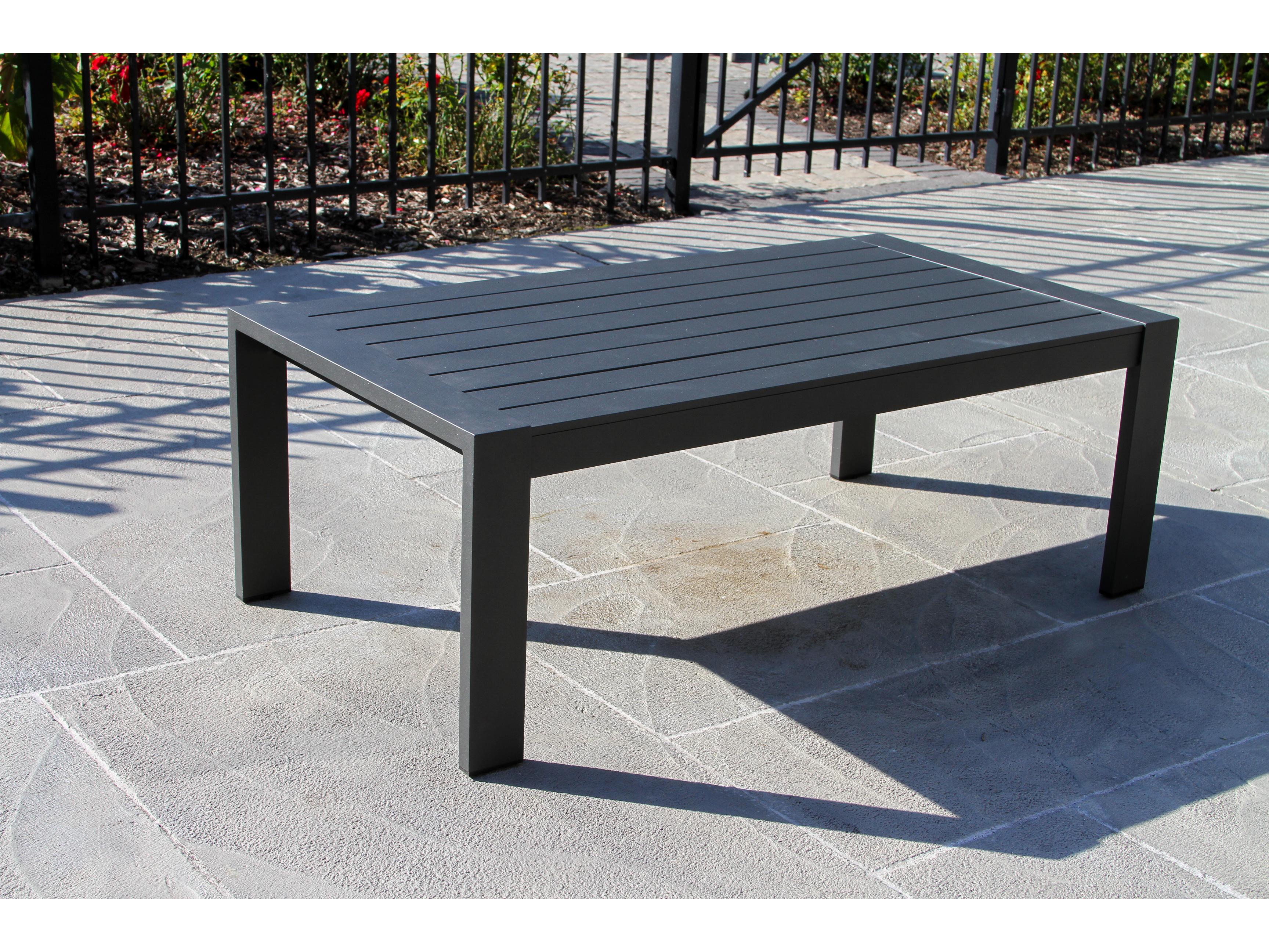 Outdoor Interiors Sienna Black Aluminum Coffee Table, 47" x 25"
