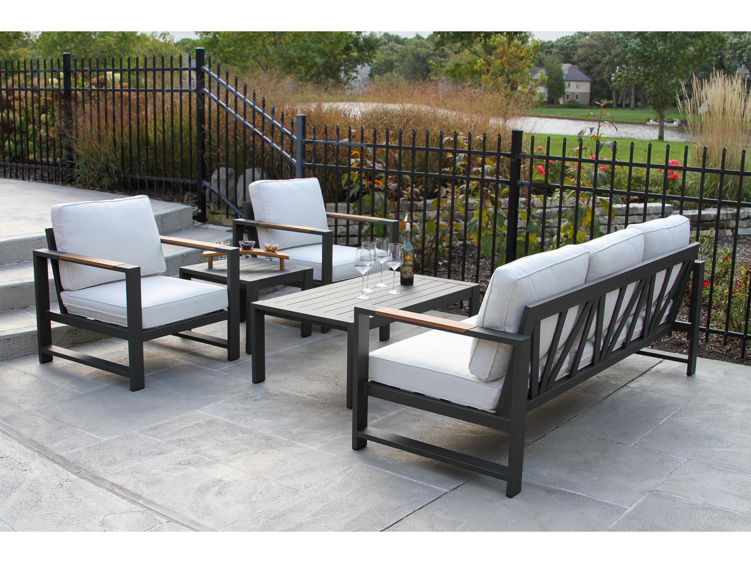 Outdoor Interiors Sienna Black Aluminum Coffee Table, 47" x 25"