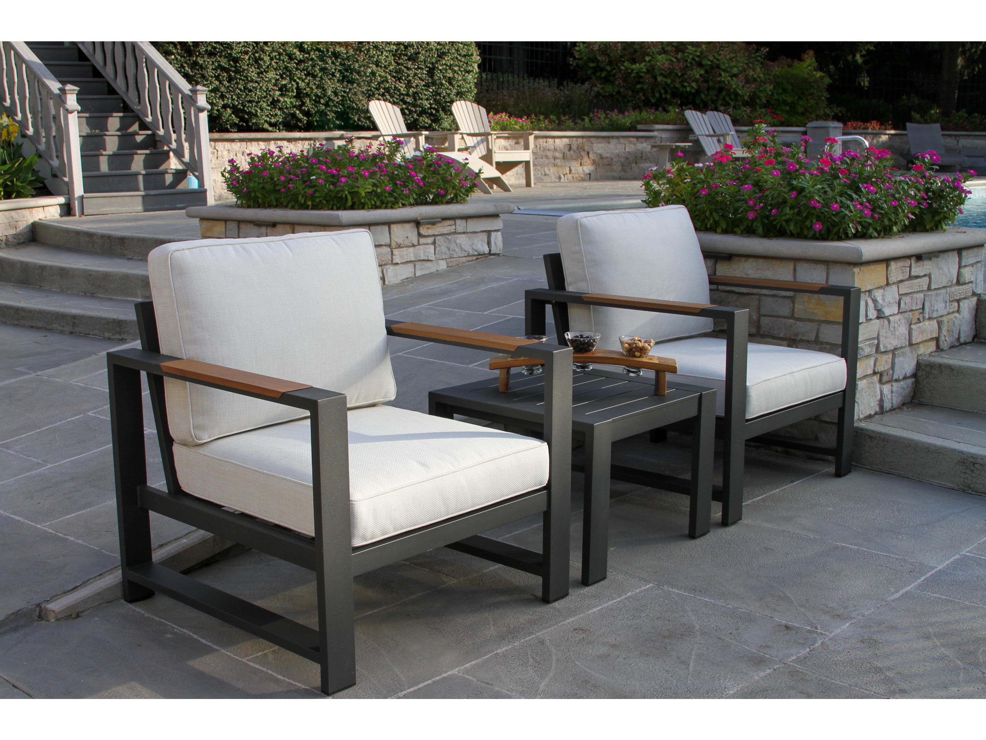 Outdoor Interiors Sienna Black Aluminum Accent Table, 22" x 22"