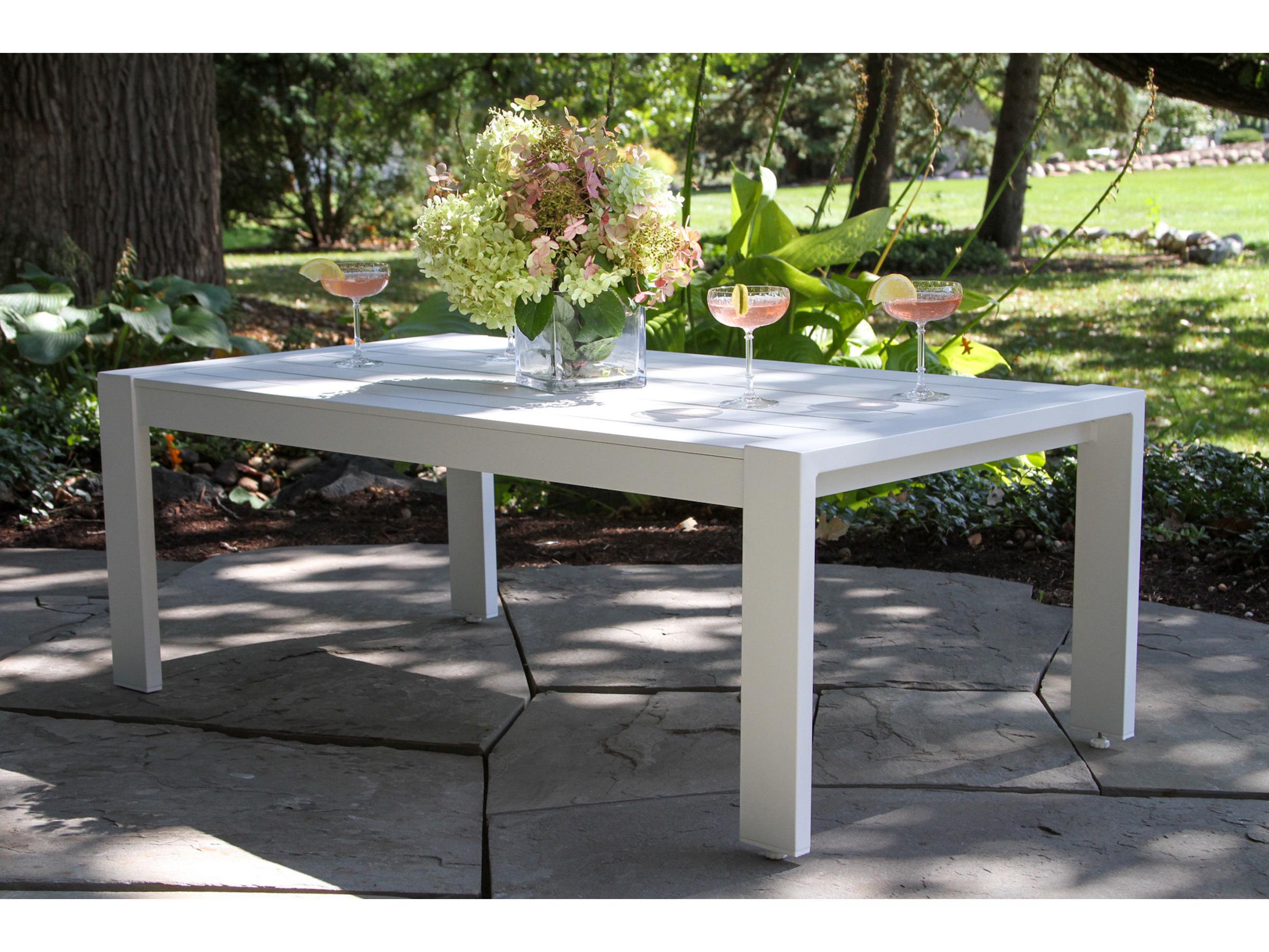 Outdoor Interiors Sienna White Aluminum Coffee Table, 47" x 25"