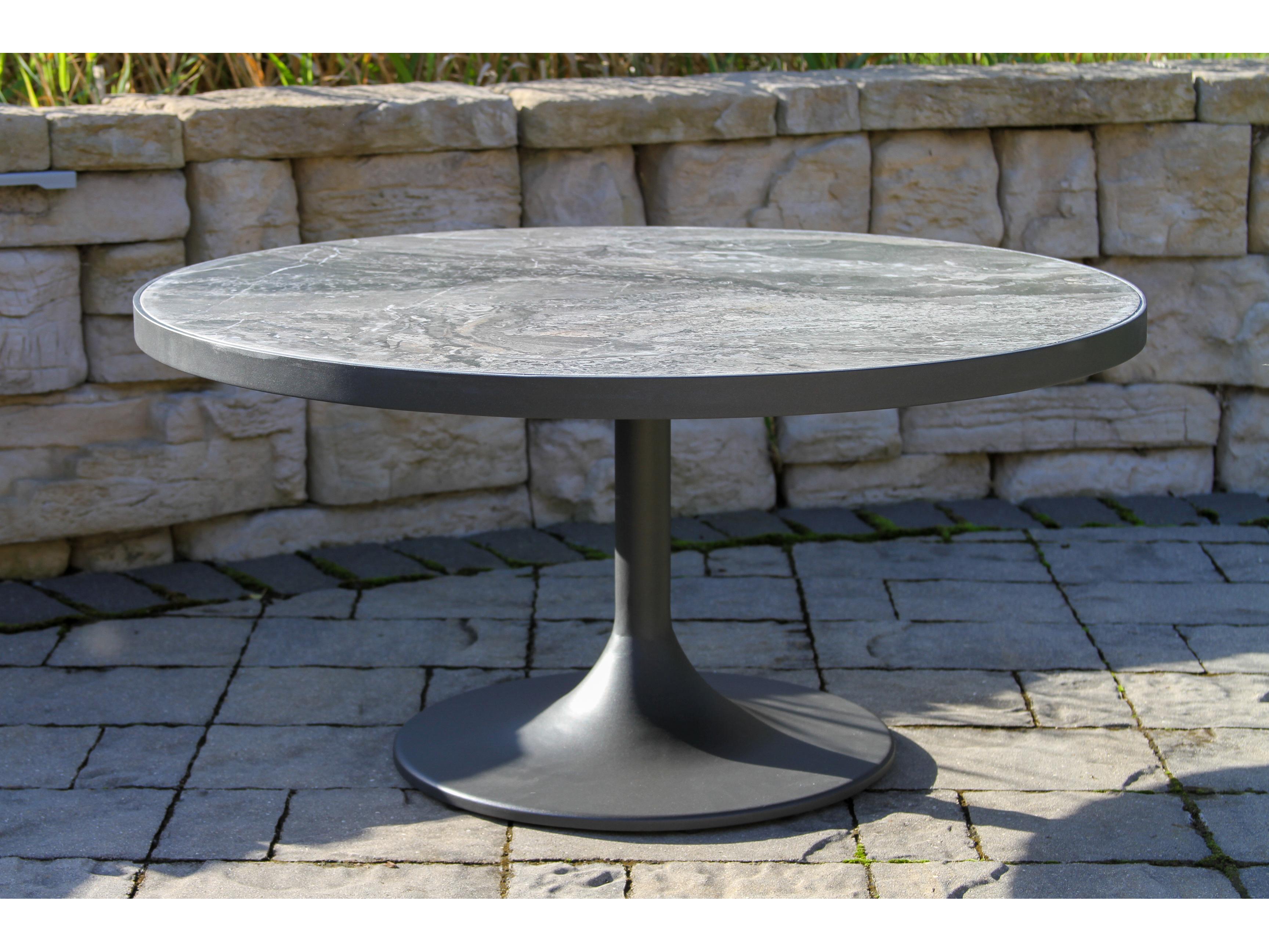 Outdoor Interiors Portofino Orobico Sintered Stone & Aluminum Coffee Table, 32" Dia.