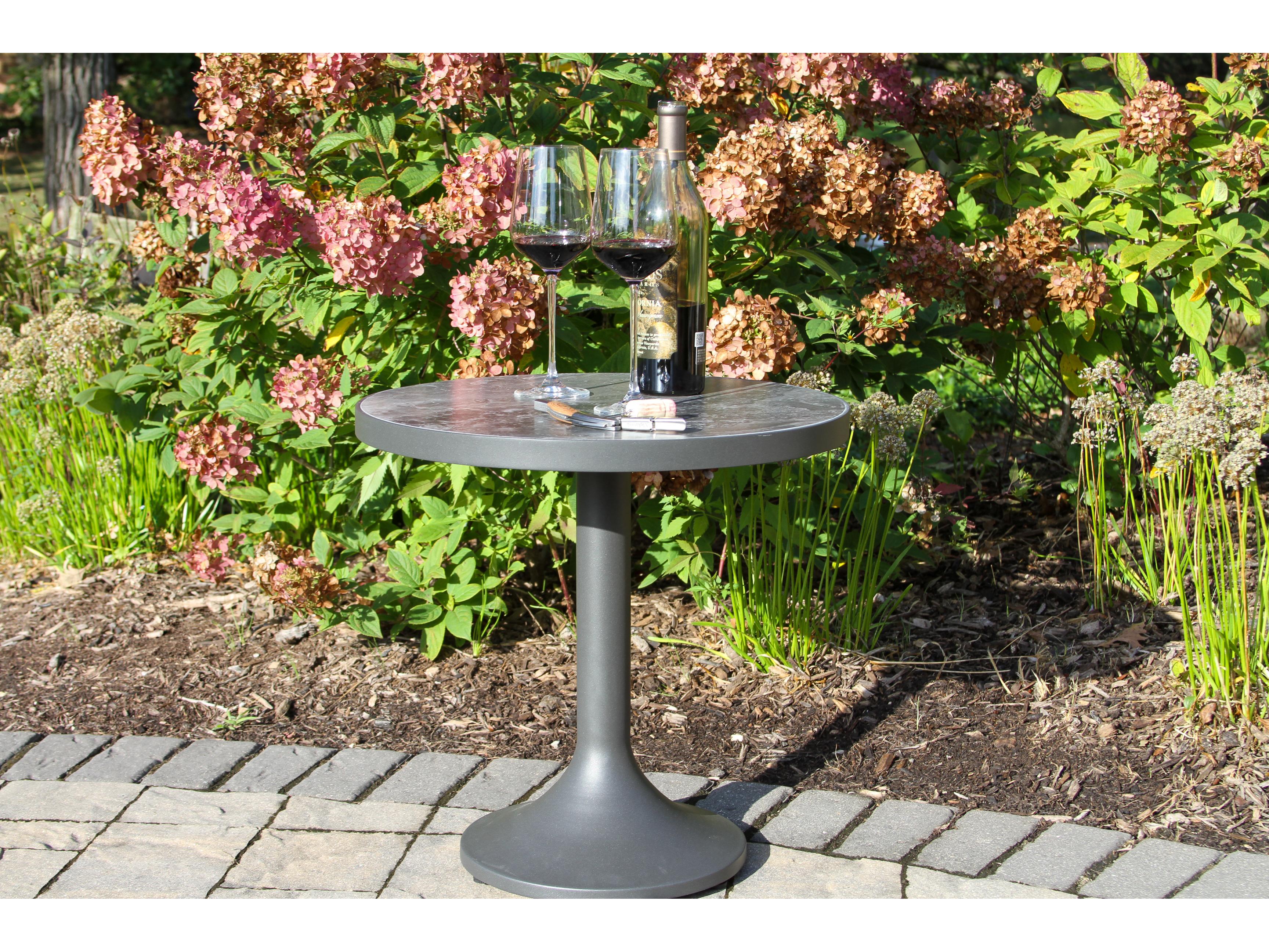 Outdoor Interiors Portofino Orobico Sintered Stone & Aluminum Coffee Table, 20" Dia.