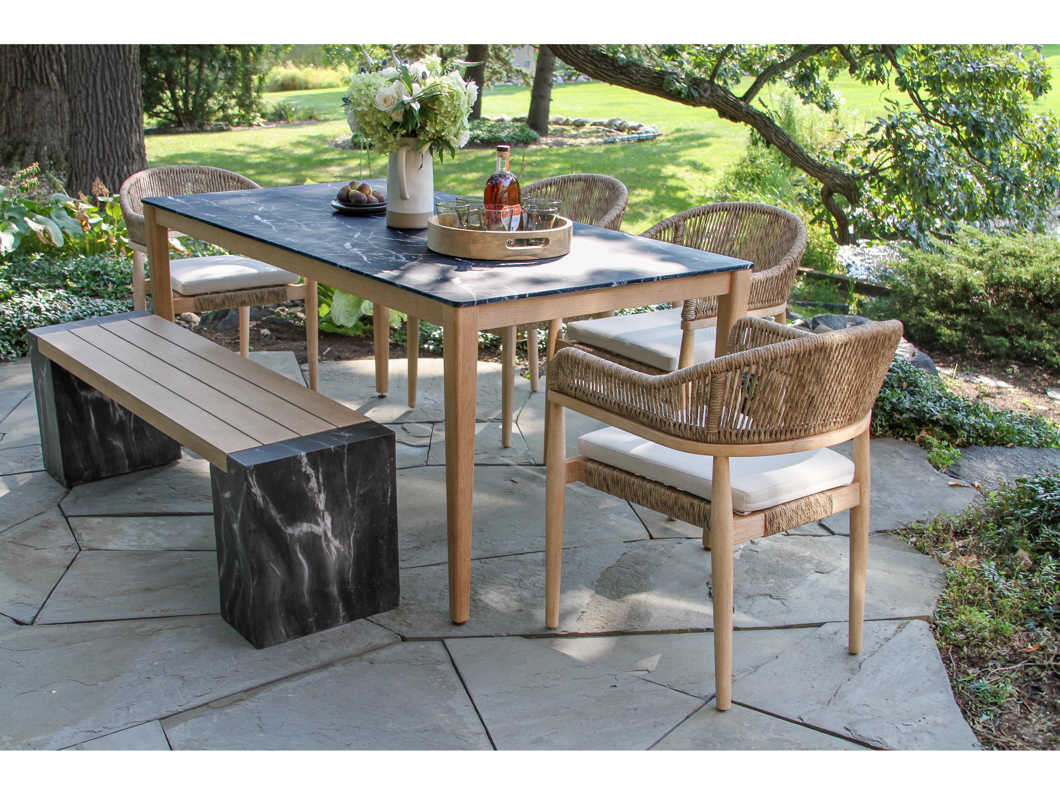 Outdoor Interiors Antique Wash Wood Patio Dining Set