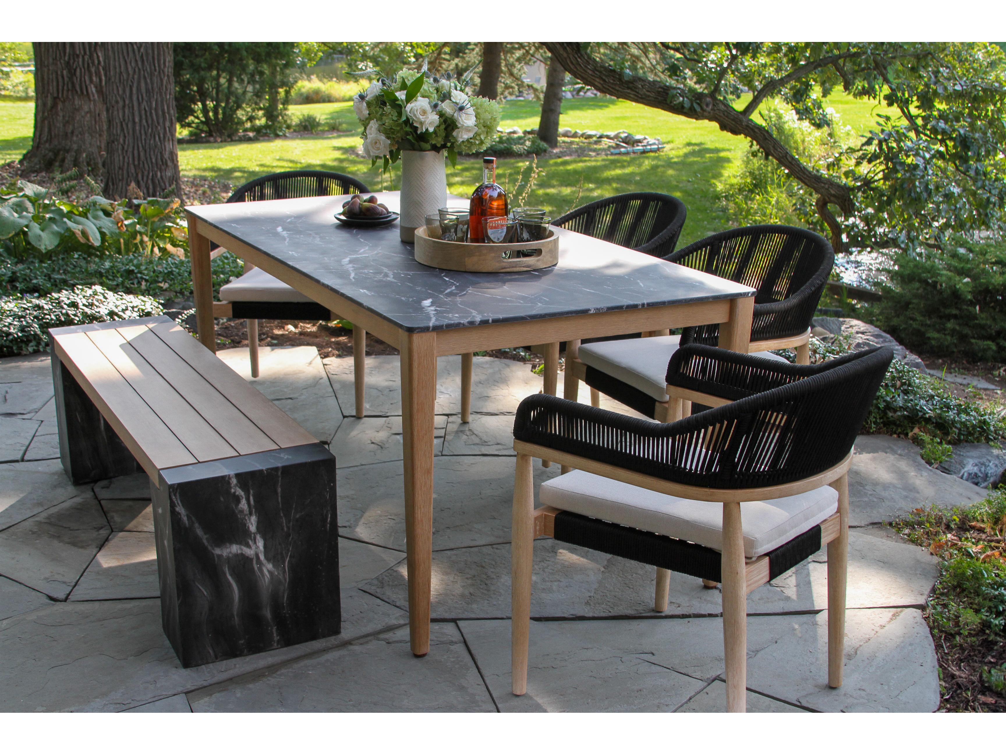 Outdoor Interiors Antique Wash Wood Patio Dining Set
