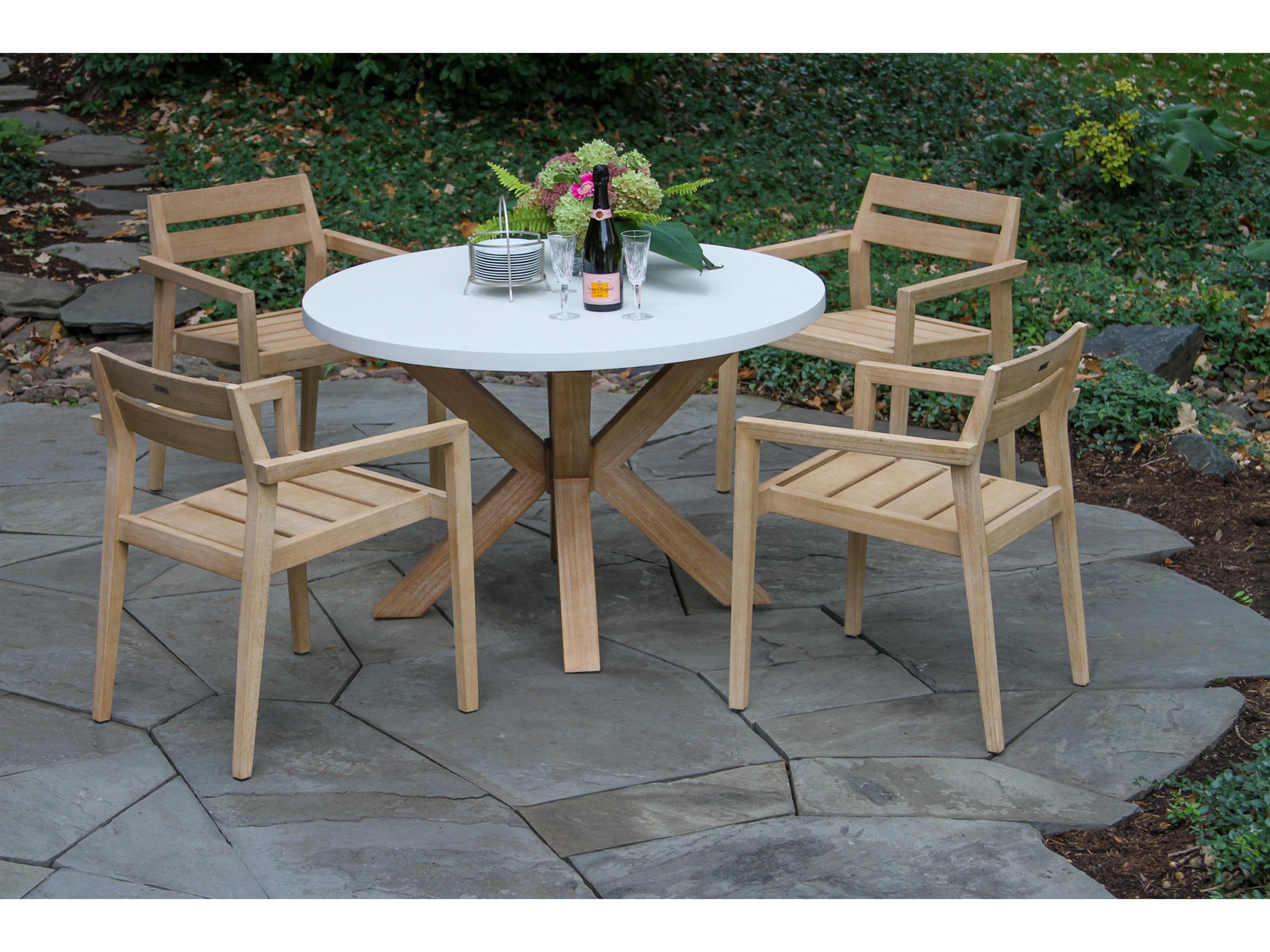 Outdoor Interiors Antique Wash Wood Patio Dining Set