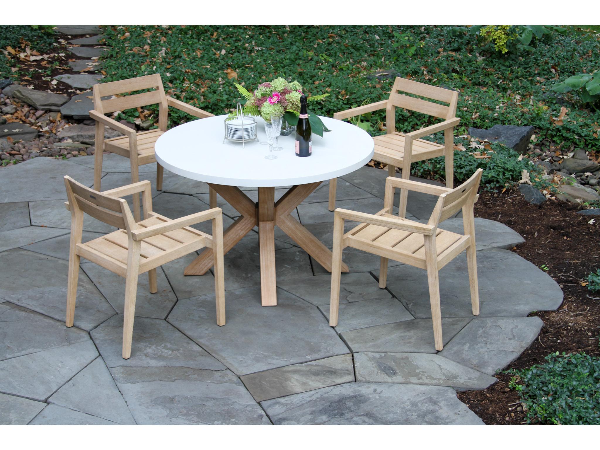 Outdoor Interiors Antique Wash Wood Patio Dining Set