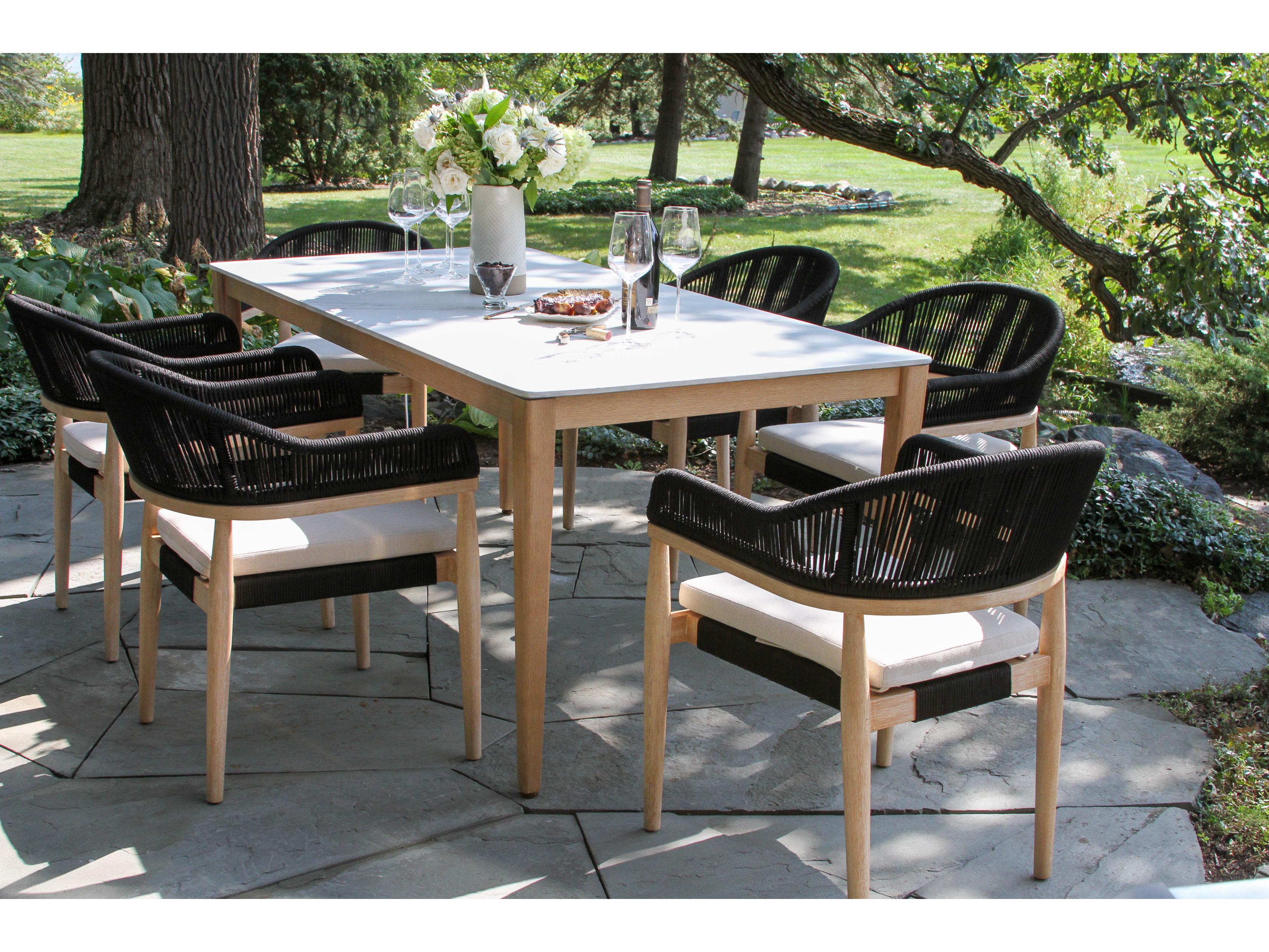 Outdoor Interiors Antique Wash Wood Patio Dining Set