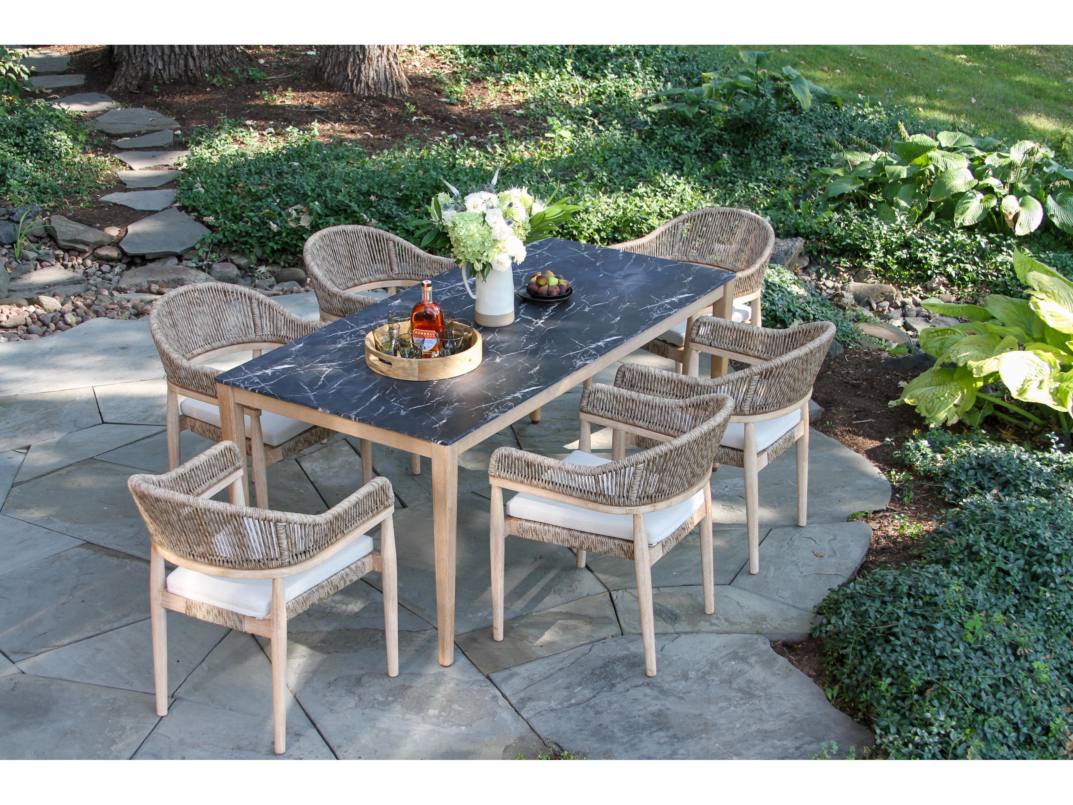 Outdoor Interiors Antique Wash Wood Patio Dining Set