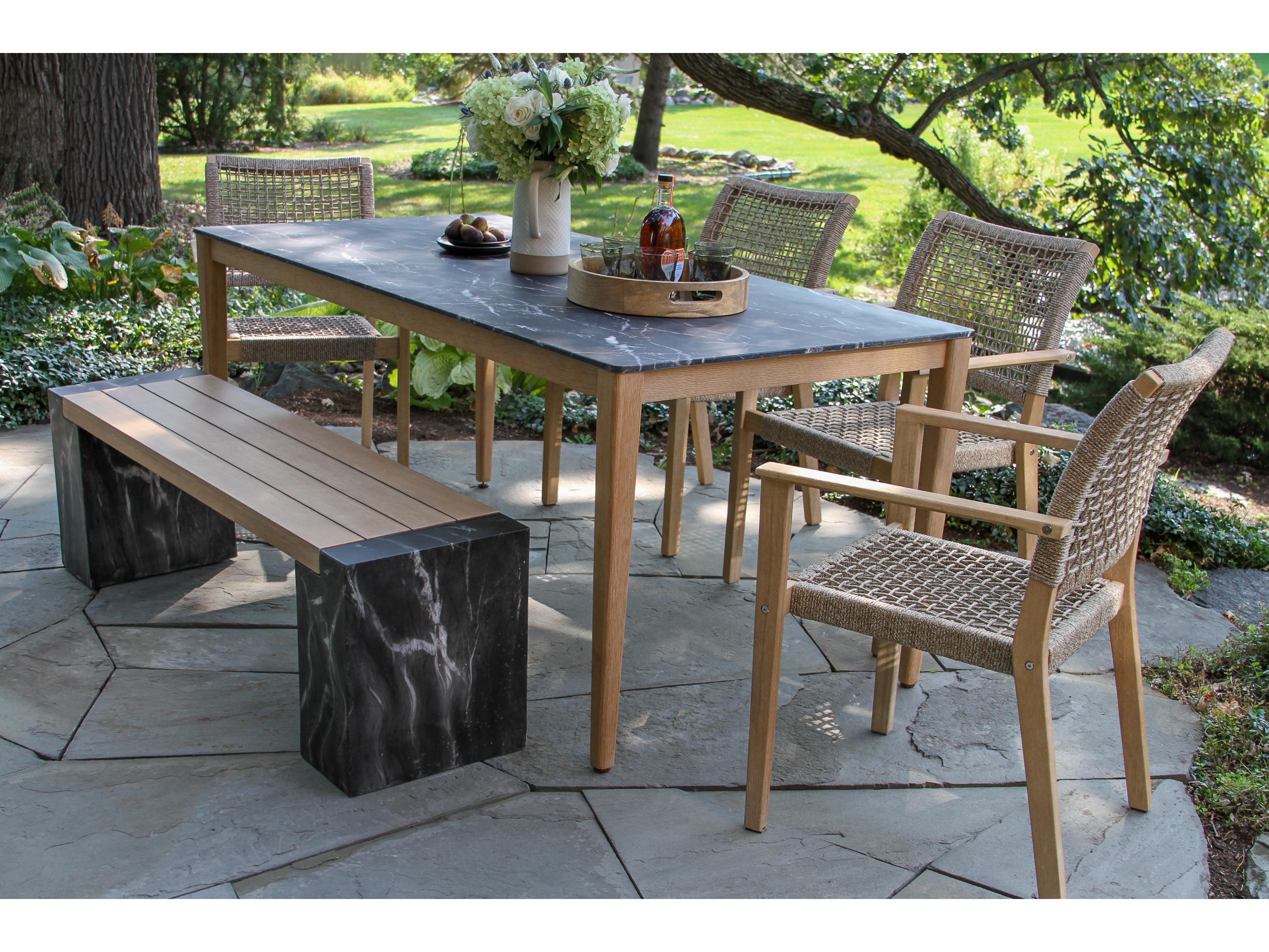Outdoor Interiors Antique Wash Wood Patio Dining Set