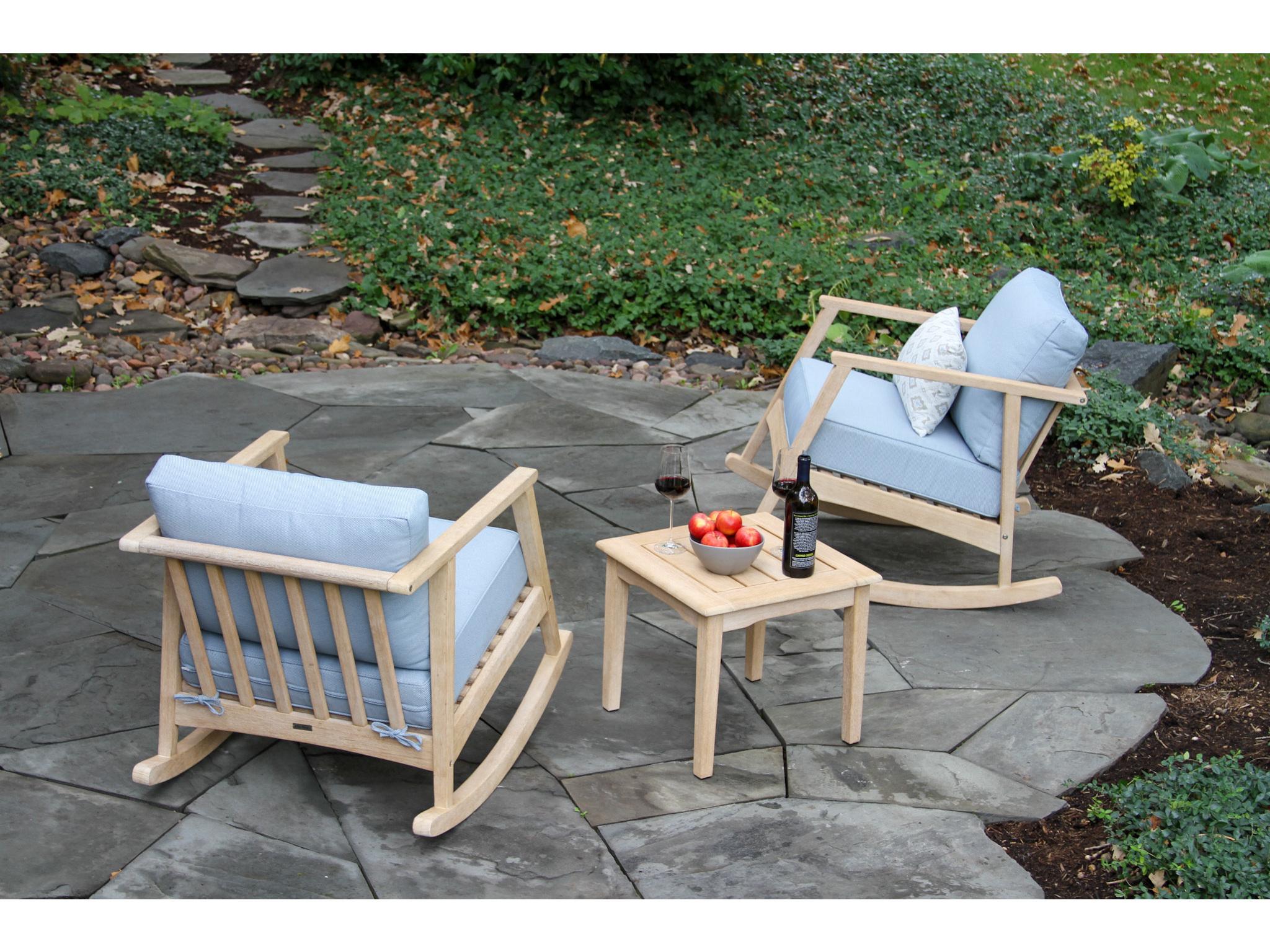 Outdoor Interiors Antique Wash Wood Patio Lounge Set
