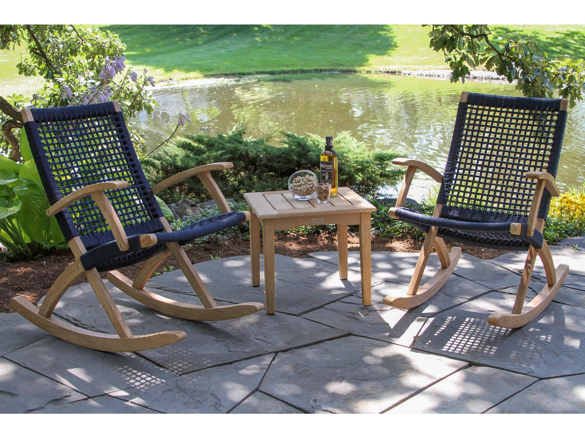 Outdoor Interiors Antique Wash Wood Patio Lounge Set