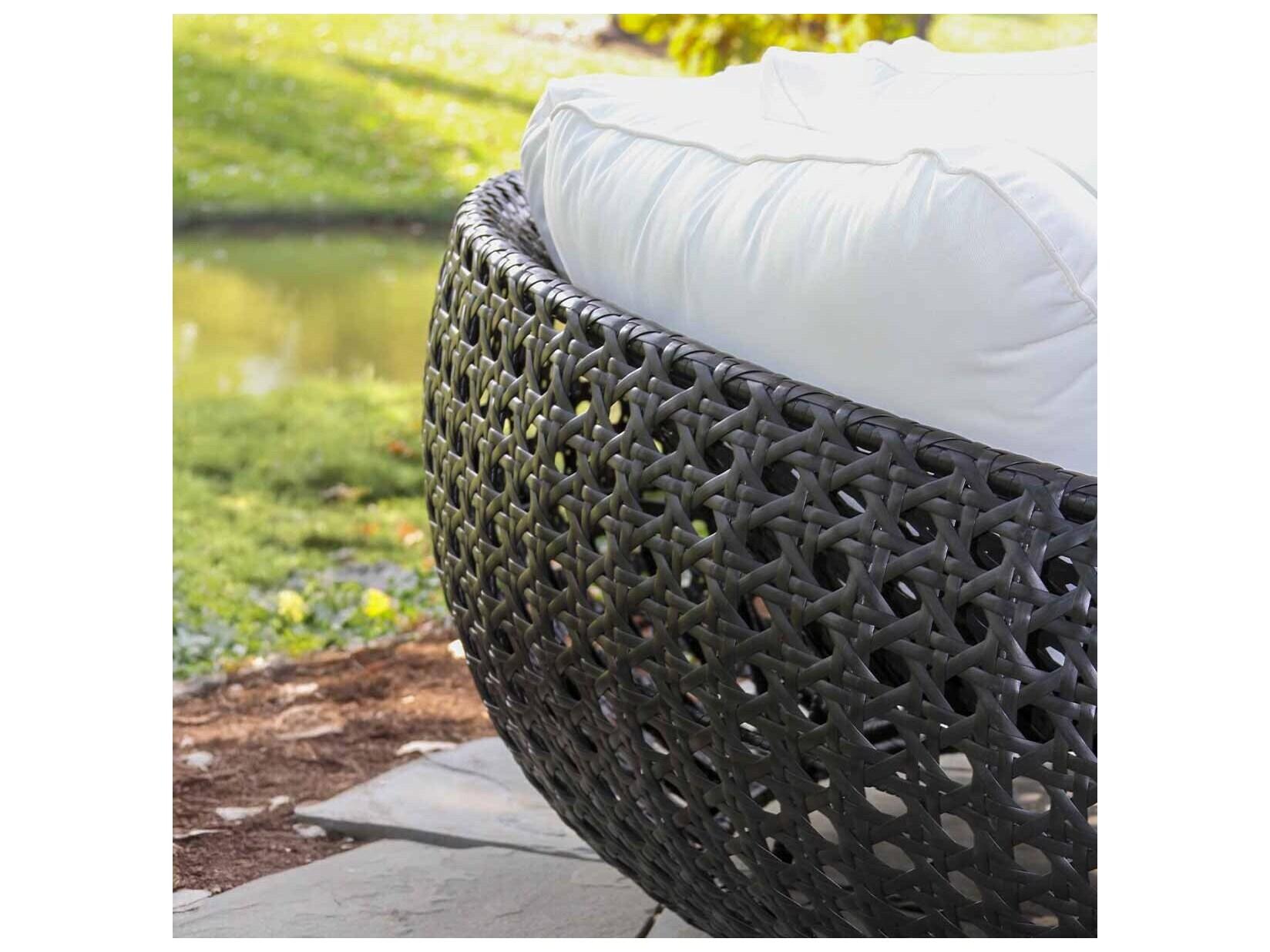 Outdoor Interiors Black Wicker Daybed w Sunbrella, 82.5" Dia.