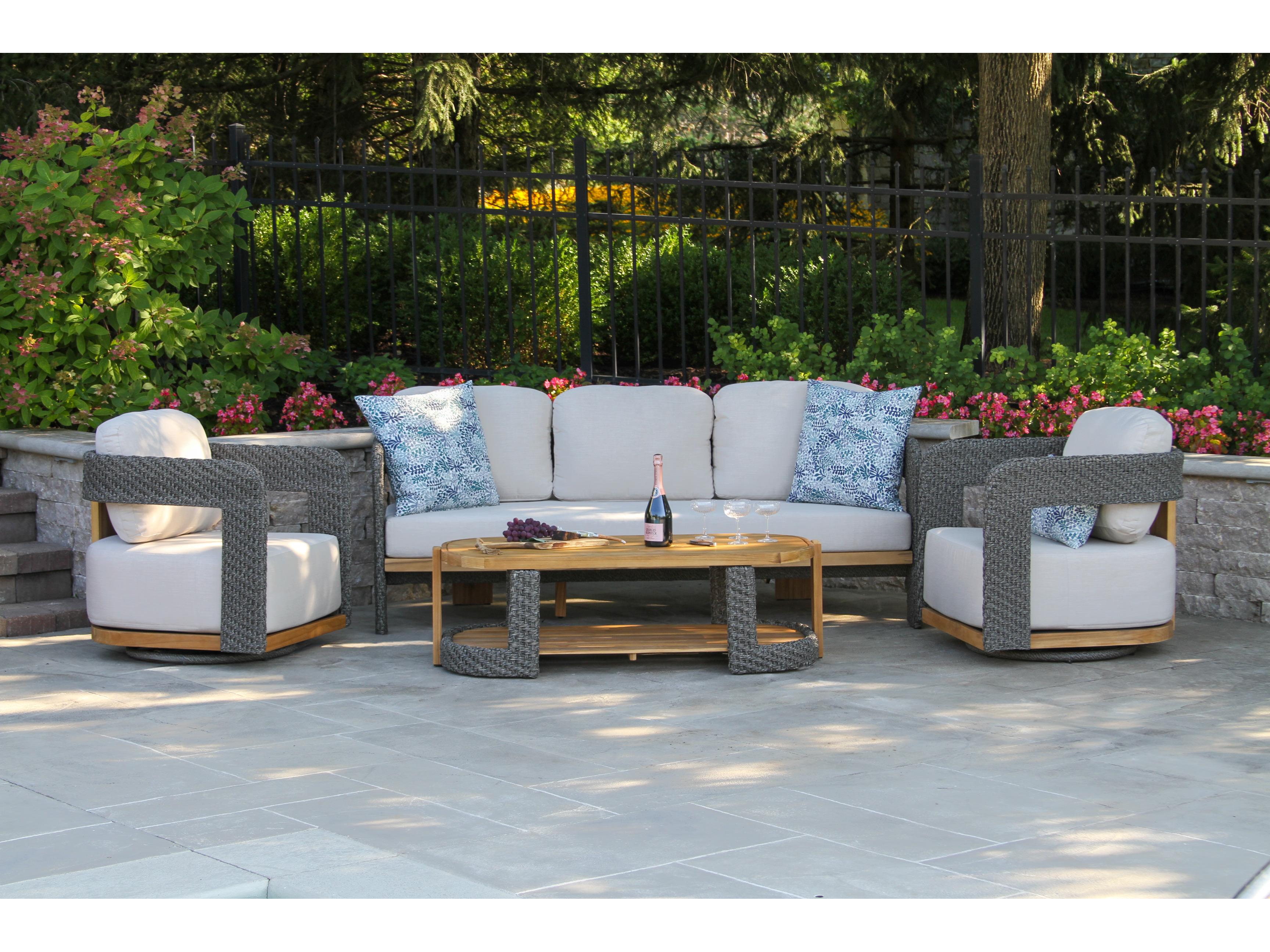 Outdoor Interiors Estate Wood Conversation Patio Lounge Set