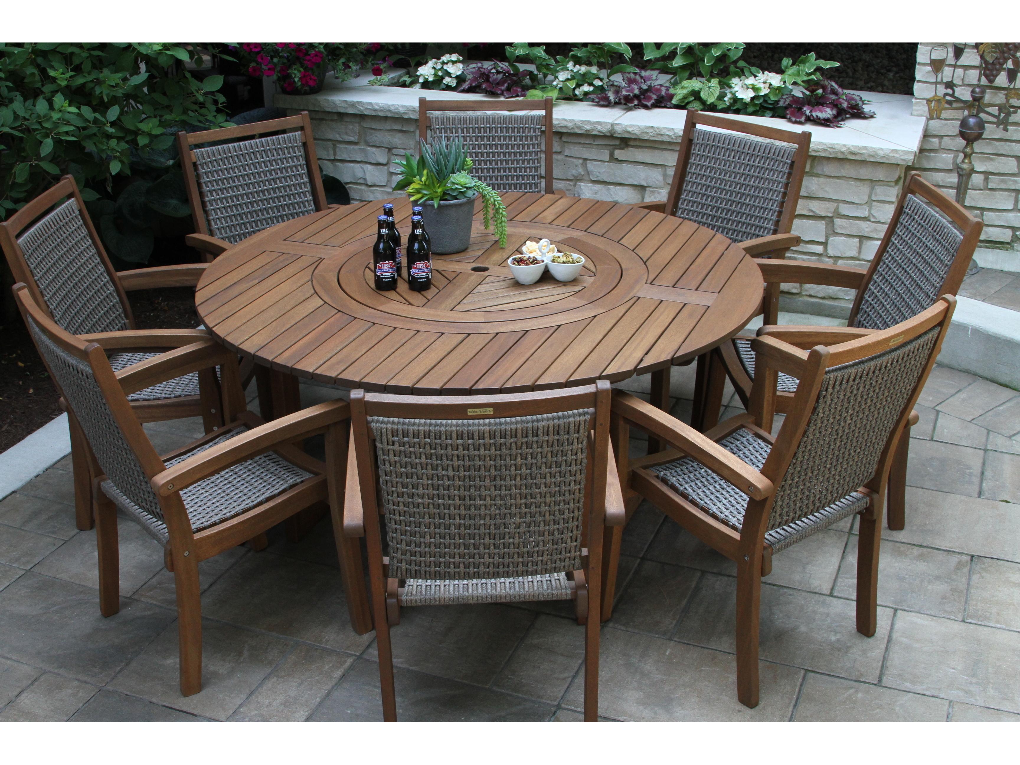 Outdoor Interiors Eucalylptus Wood Dining Set
