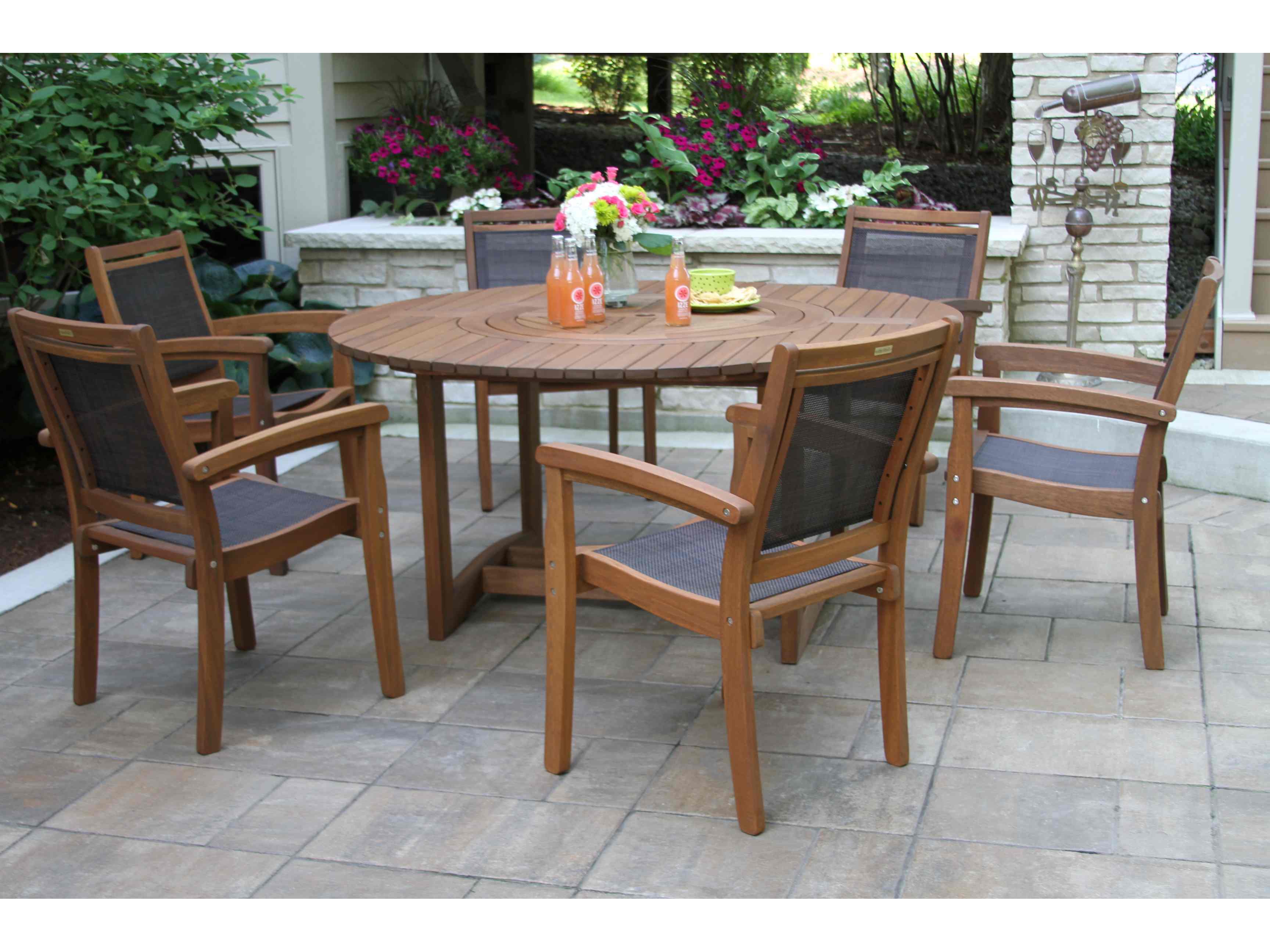 Outdoor Interiors Eucalylptus Wood Dining Set