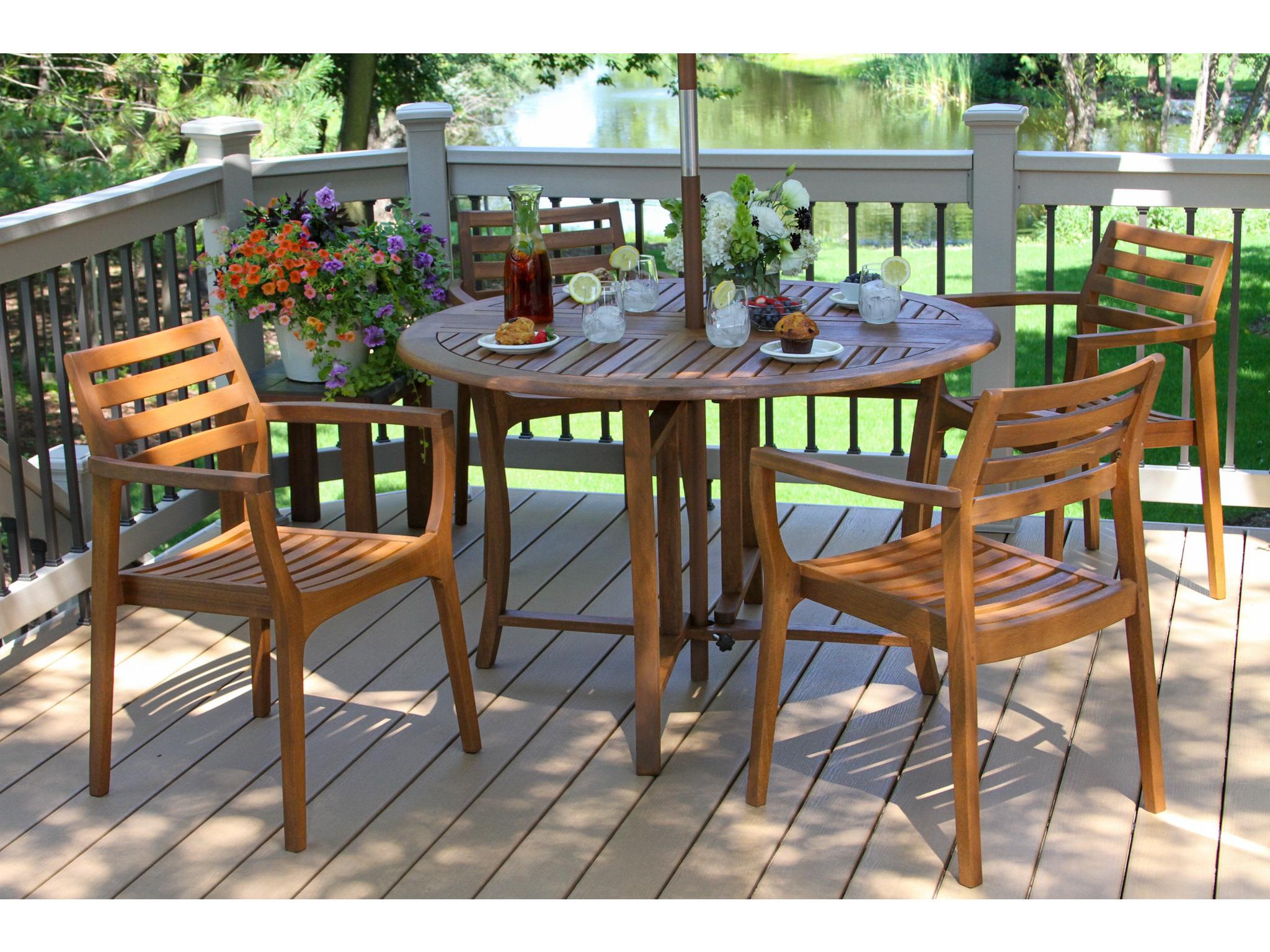 Outdoor Interiors Eucalylptus Wood Dining Set