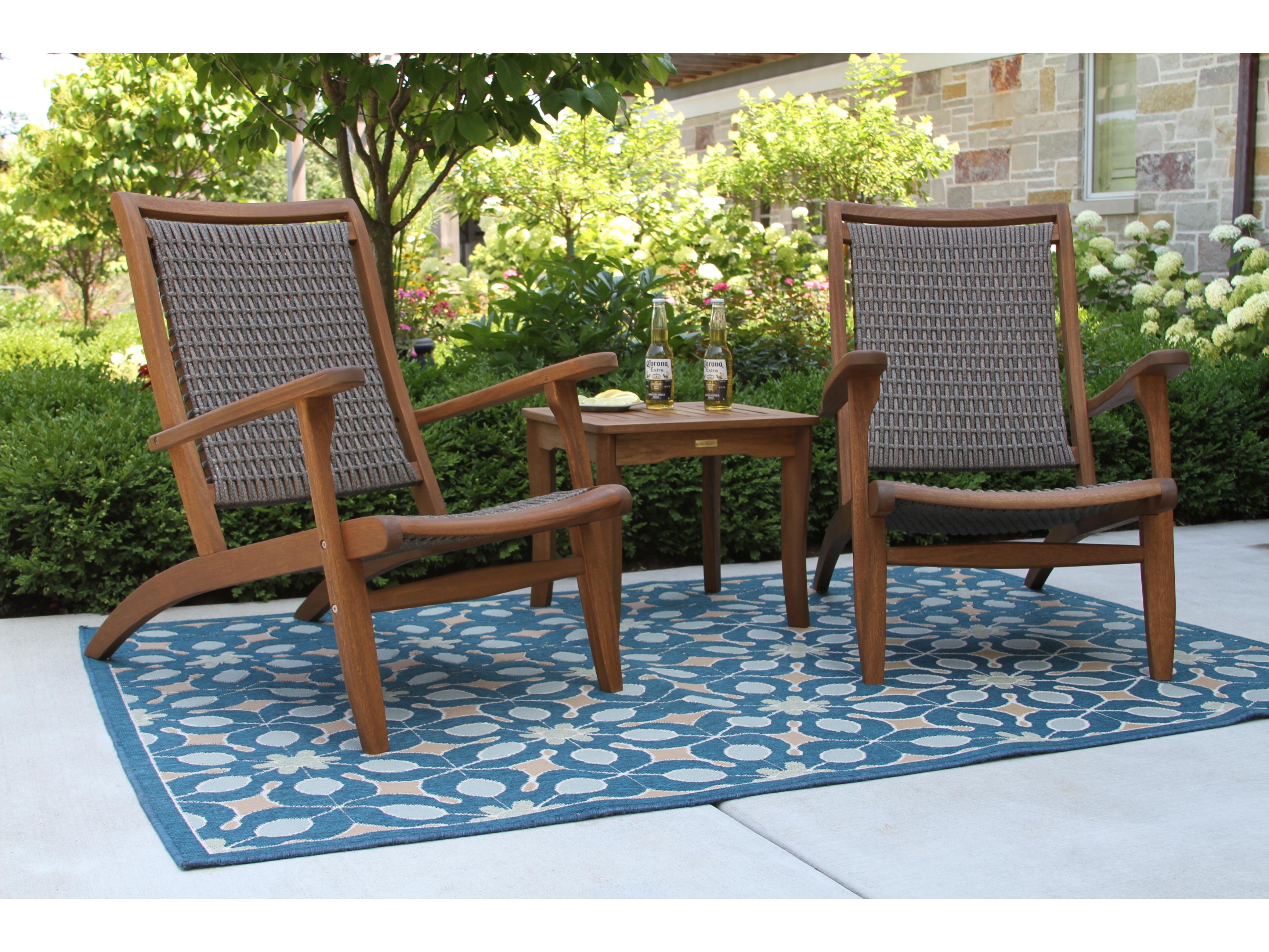 Outdoor Interiors Eucalylptus Wood Rope Lounge Set