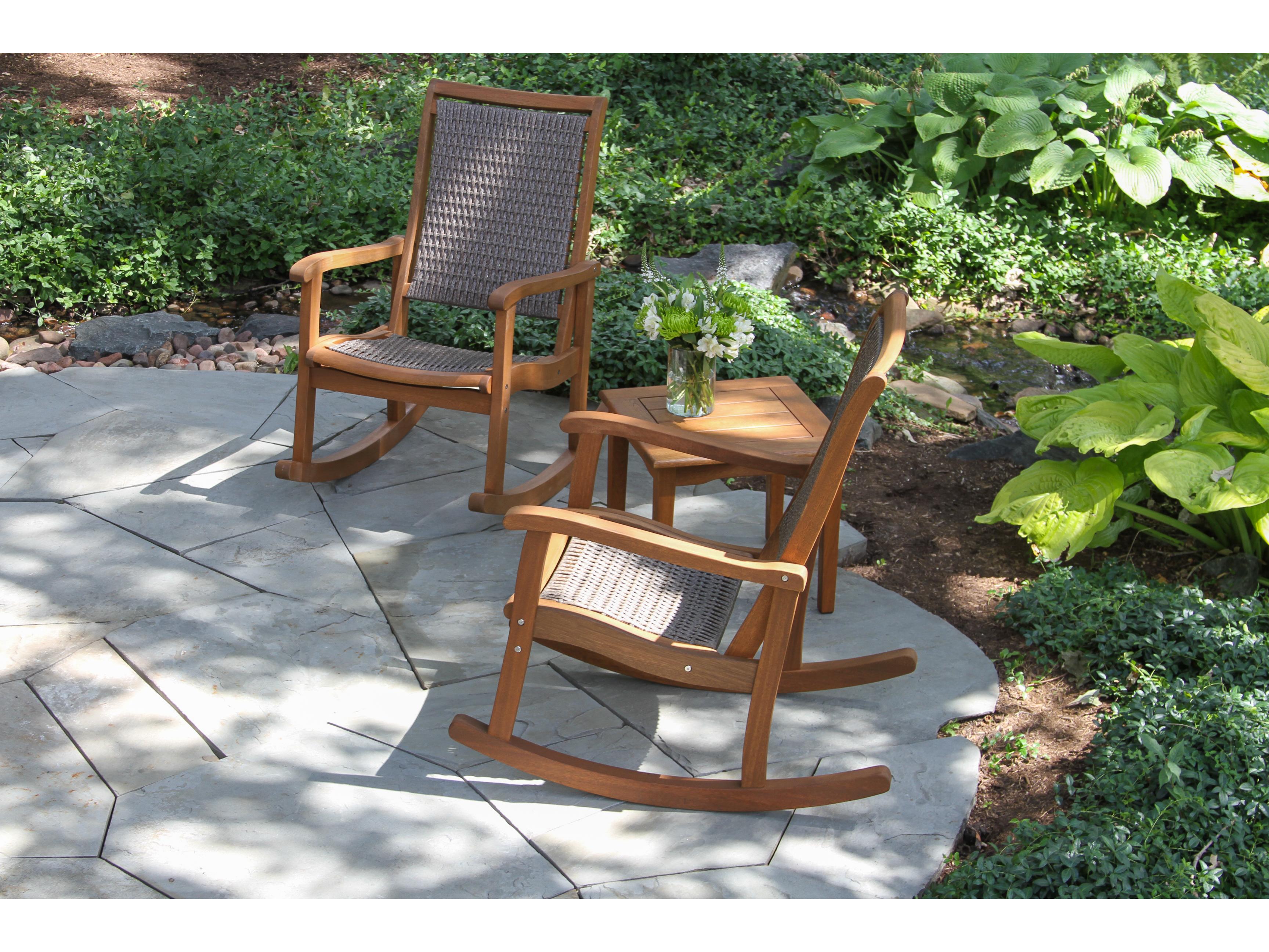 Outdoor Interiors Eucalylptus Wood Rope Lounge Set