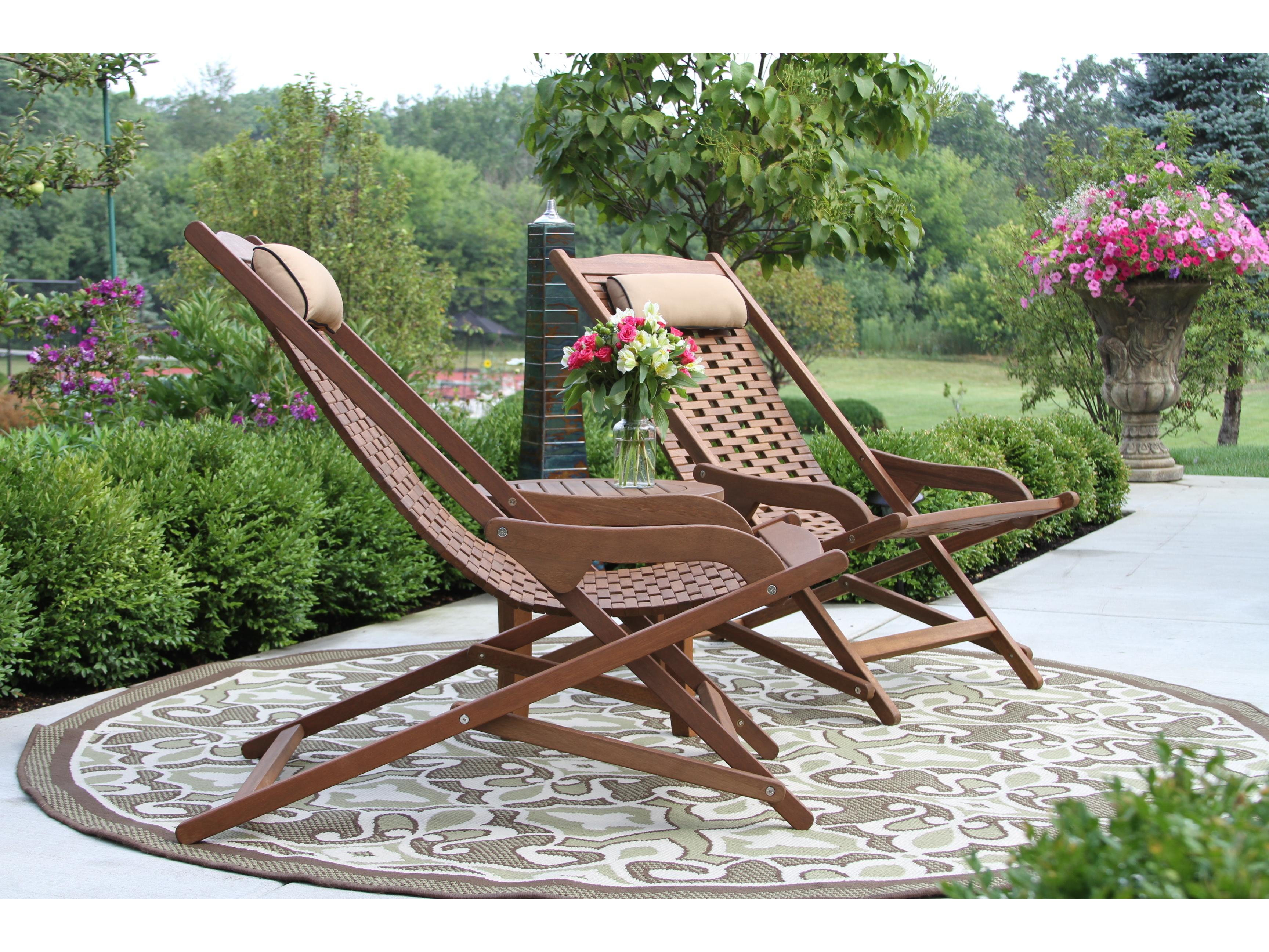 Outdoor Interiors Eucalyptus Wood Patio Lounge Set