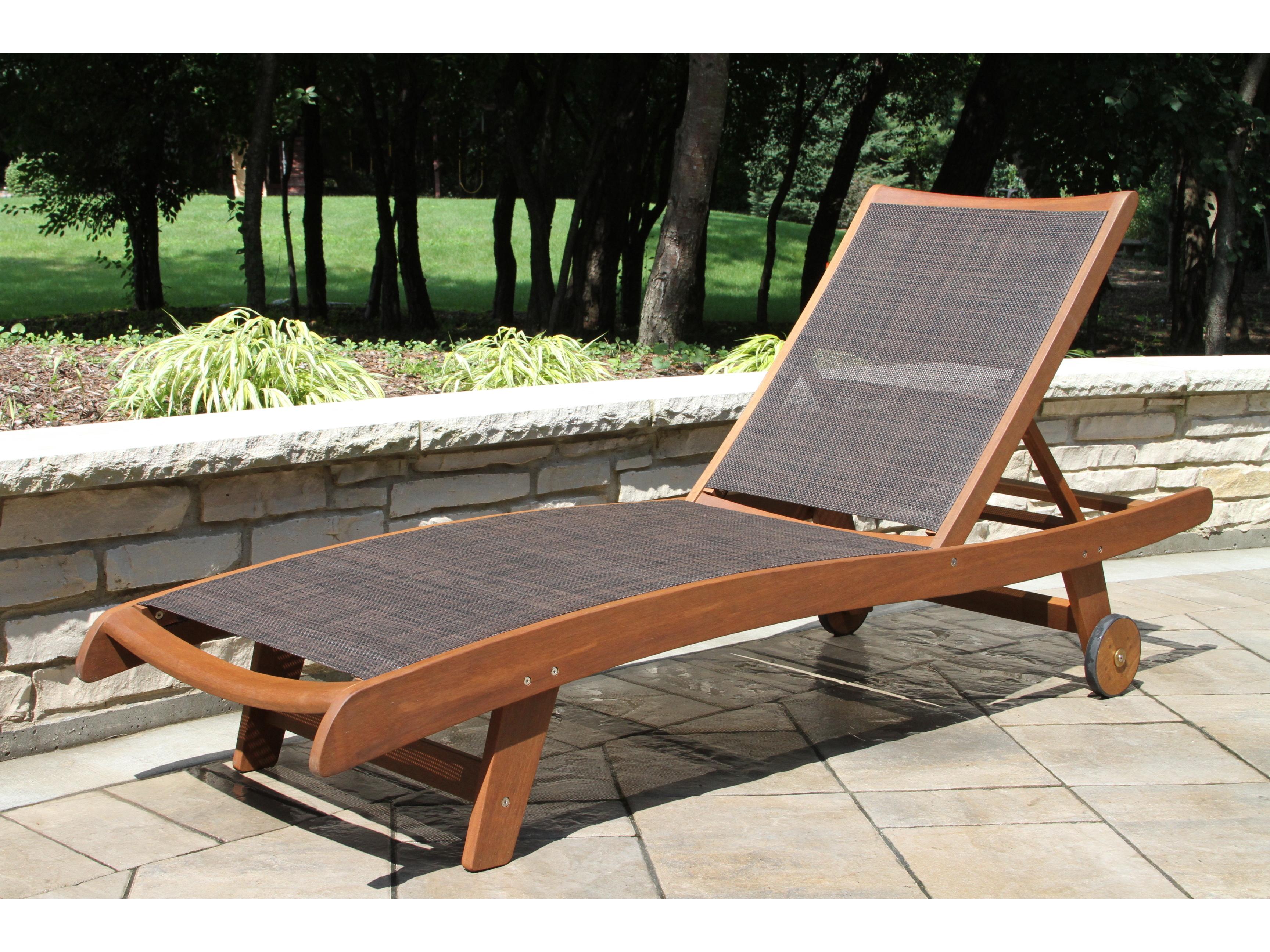 Outdoor Interiors Eucalyptus & Dark Brown Sling Chaise Lounger