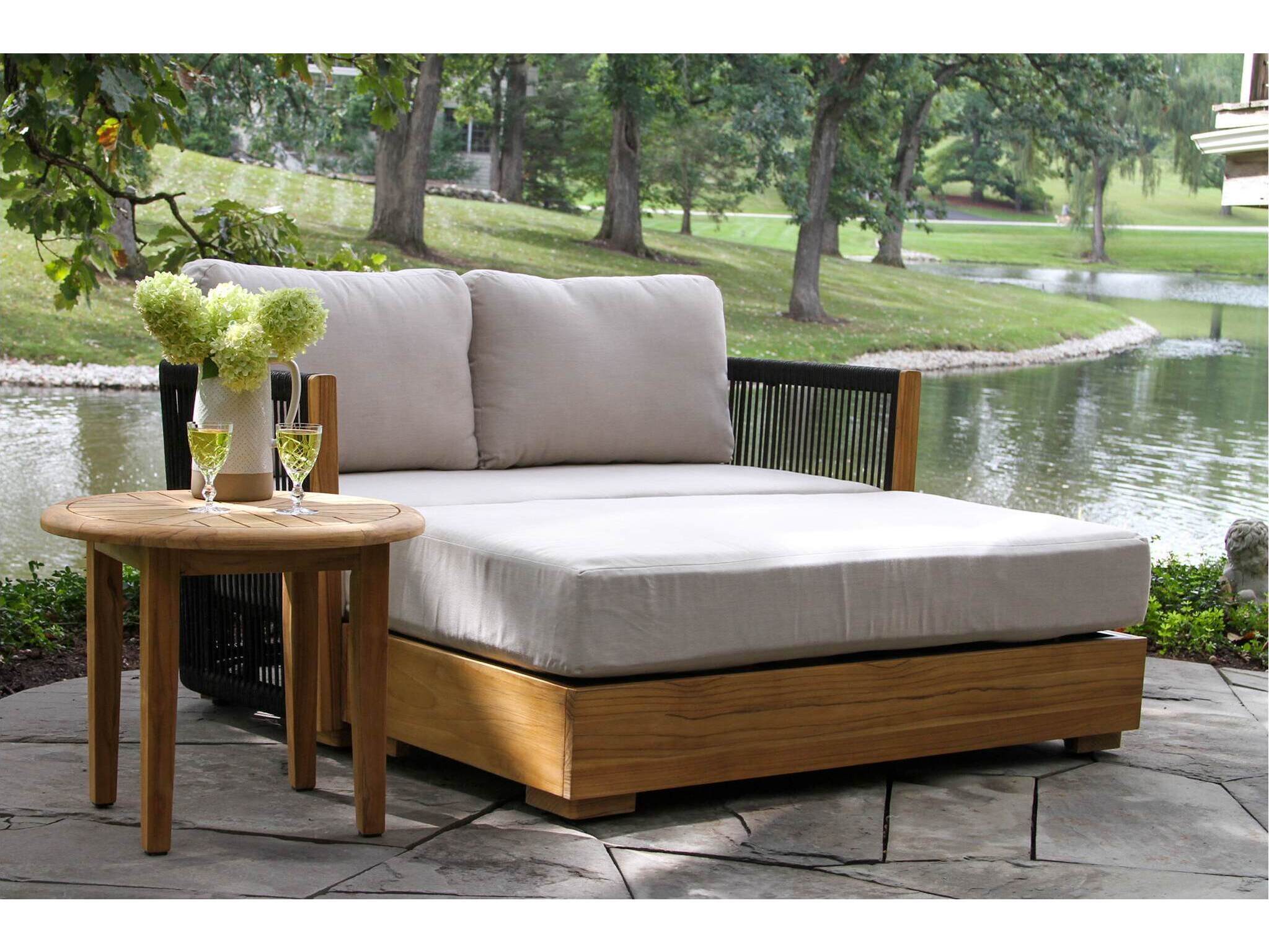 Outdoor Interiors Teak Rope Cushion Lounge Set