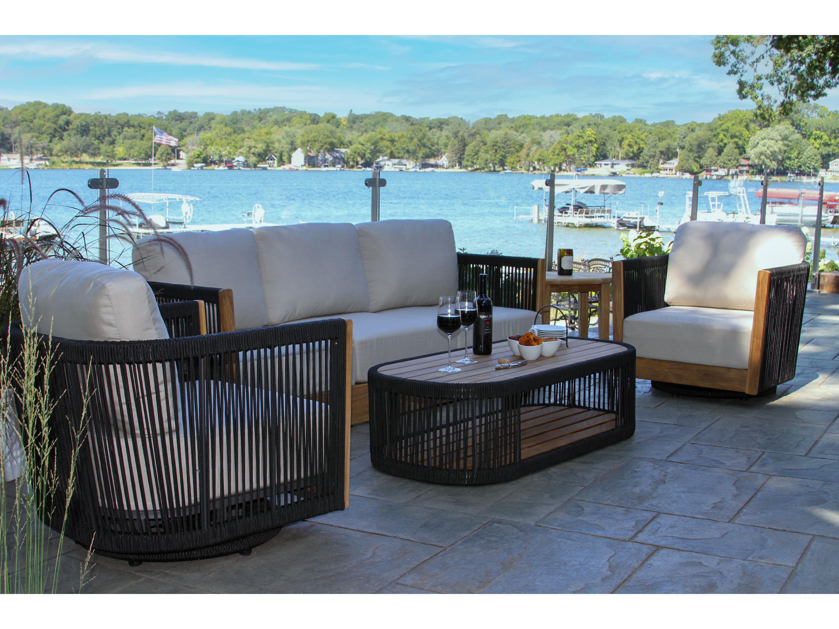 Outdoor Interiors Teak Rope Cushion Lounge Set
