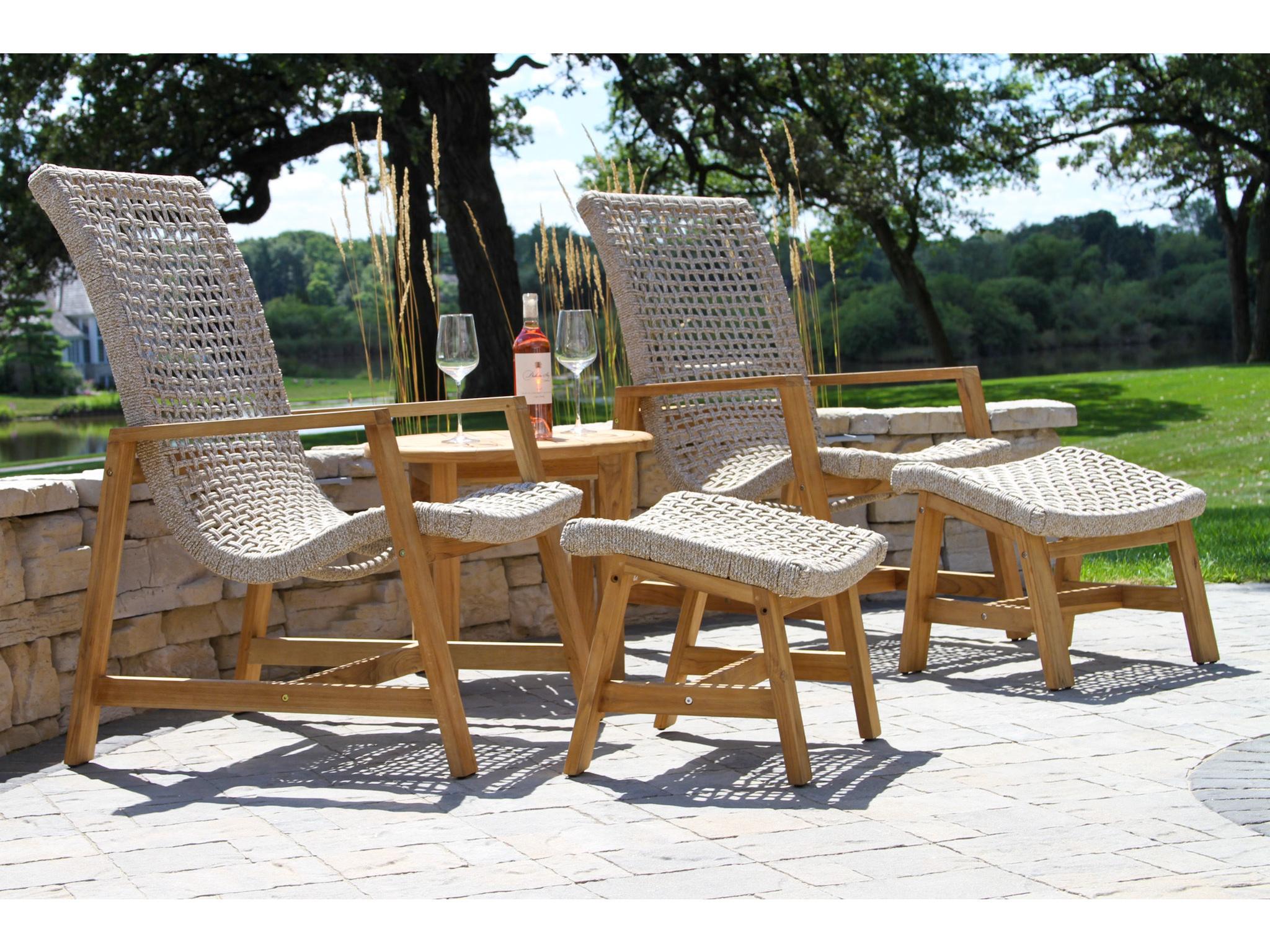 Outdoor Interiors Teak Rope Lounge Set
