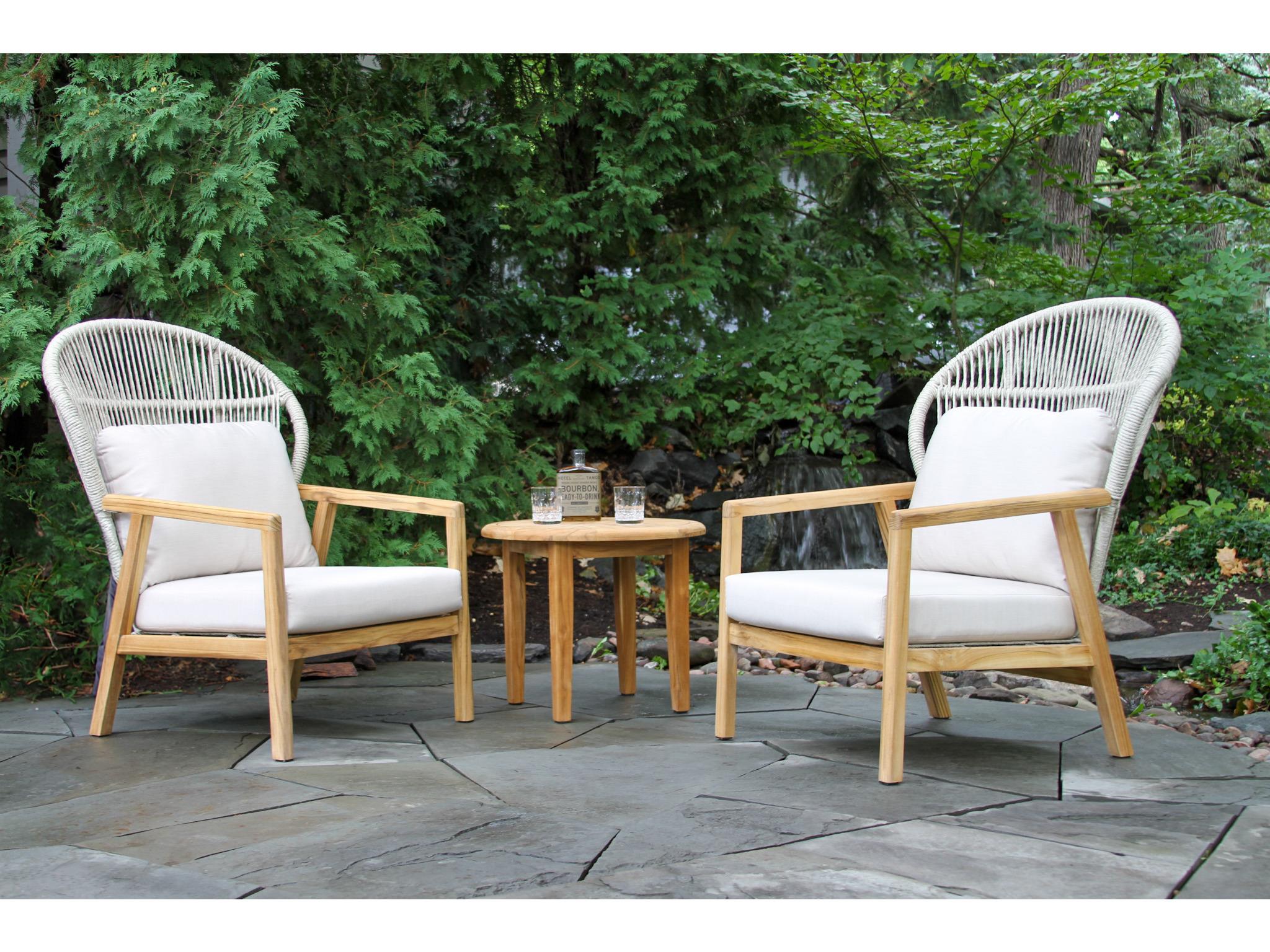 Outdoor Interiors Teak Rope Cushion Lounge Set