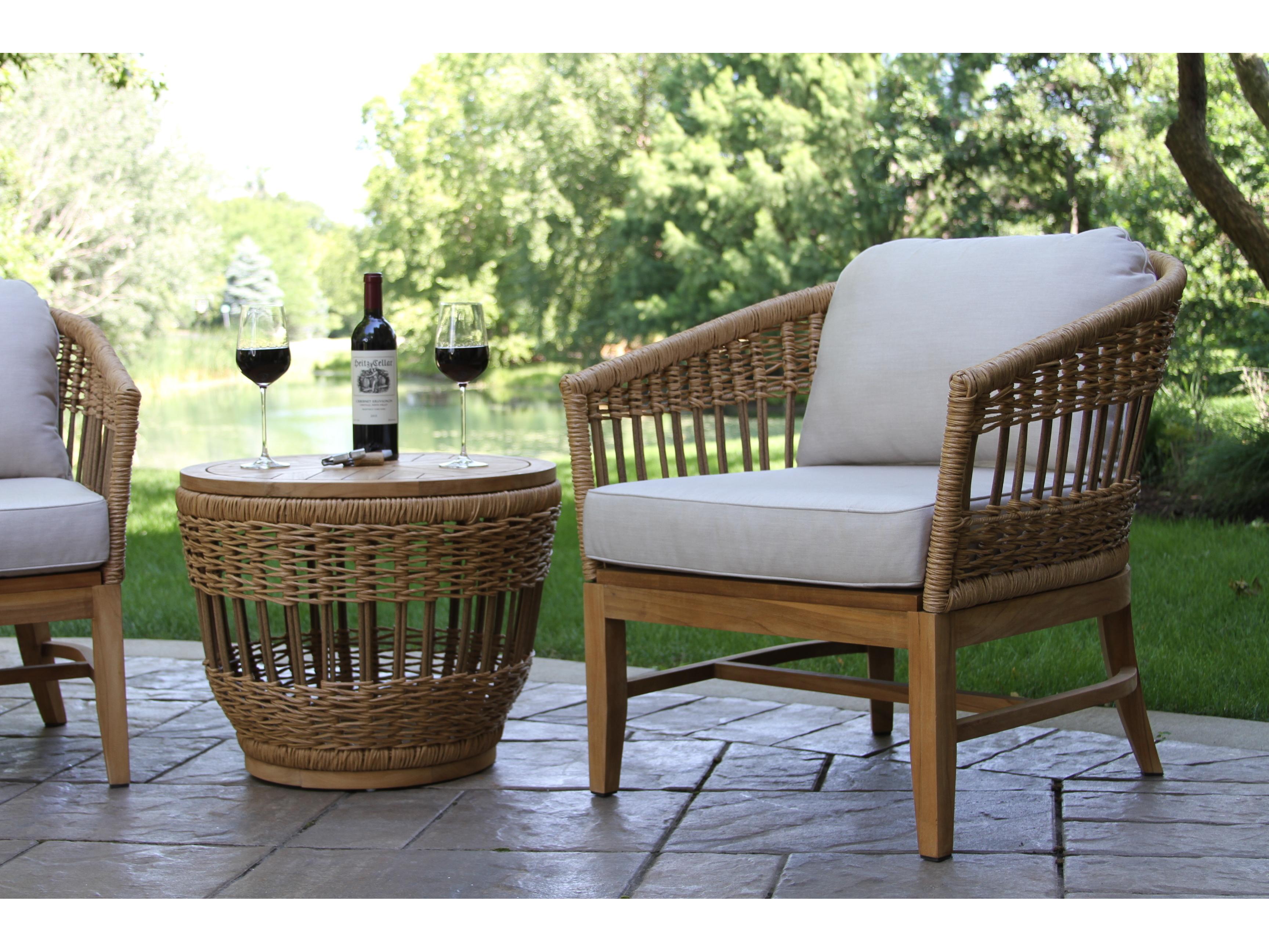 Outdoor Interiors Bohemian Teak & Wicker Lounge Chair (Price Includes Two)