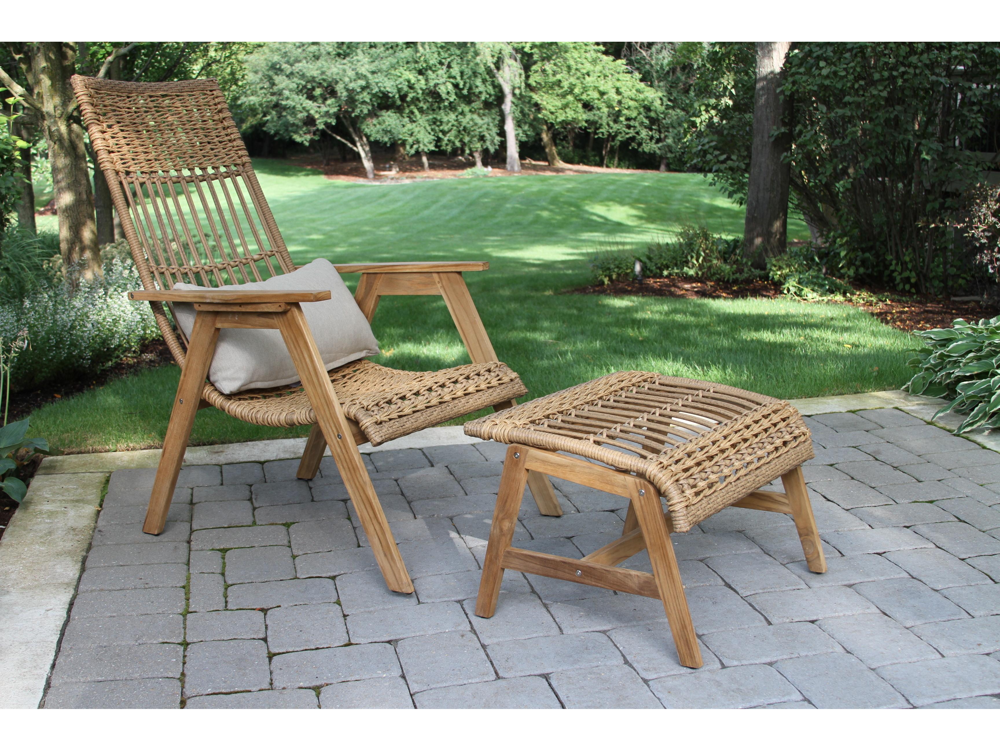 Outdoor Interiors Bohemian Teak & Wicker Ottoman (Price Includes Two)