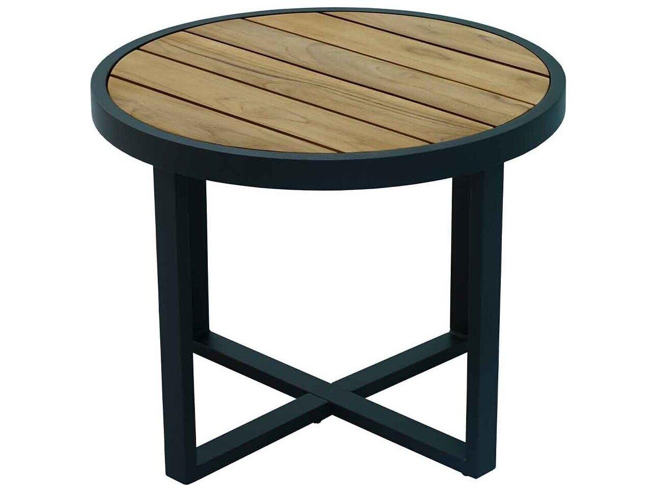 Outdoor Interiors Portofino Teak & Aluminum Accent Table, 24" Dia