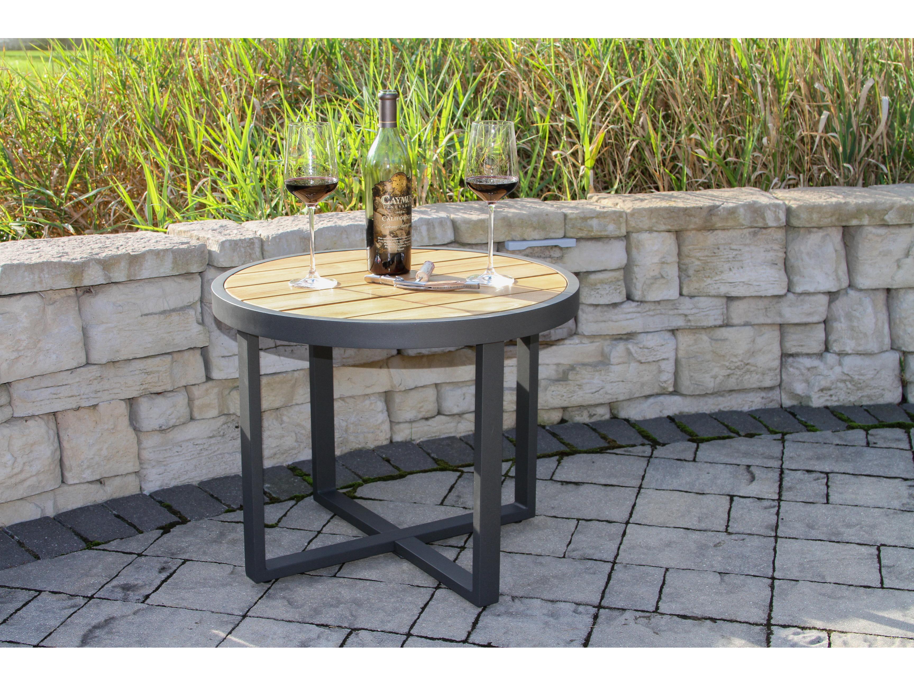 Outdoor Interiors Portofino Teak & Aluminum Accent Table, 24" Dia