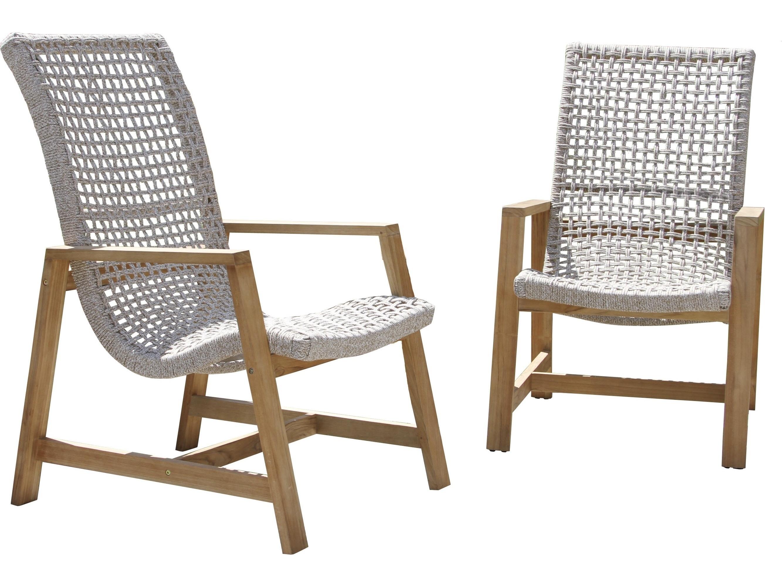 Outdoor Interiors Teak & Nautical Rope Lounger (Price Includes Two)