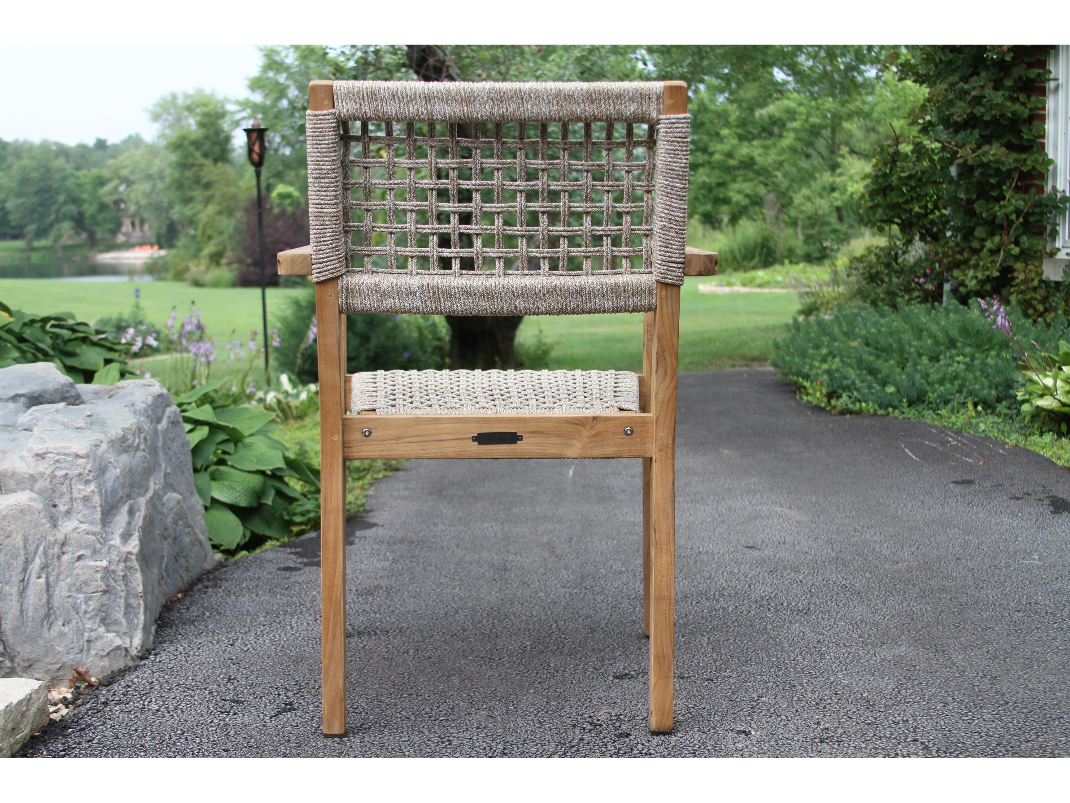 Outdoor Interiors Teak & Nautical Rope Stacking Dining Chair (Price Includes Two)