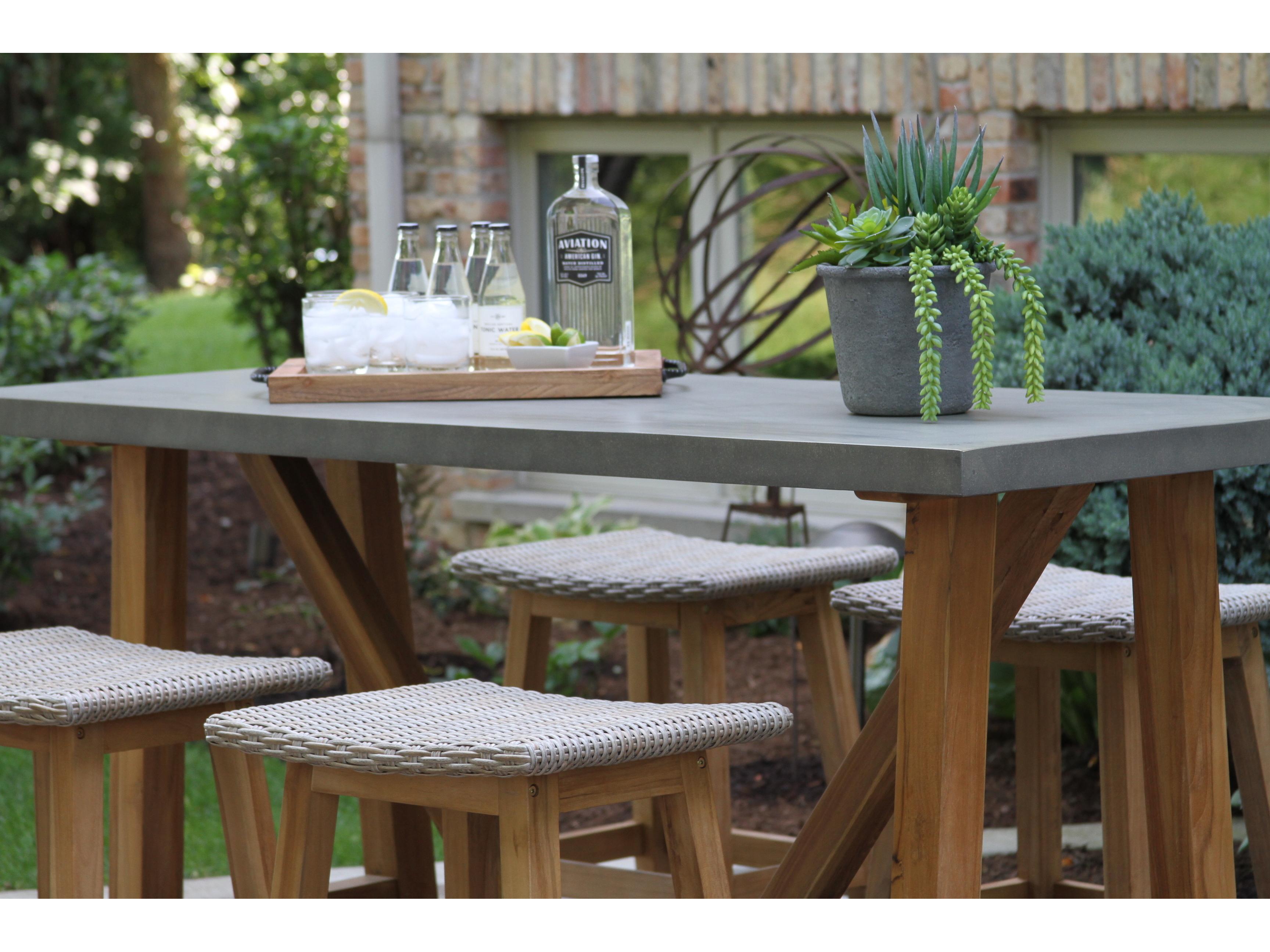 Outdoor Interiors Teak & Grey Composite Counter Height Table, 70" x 30"