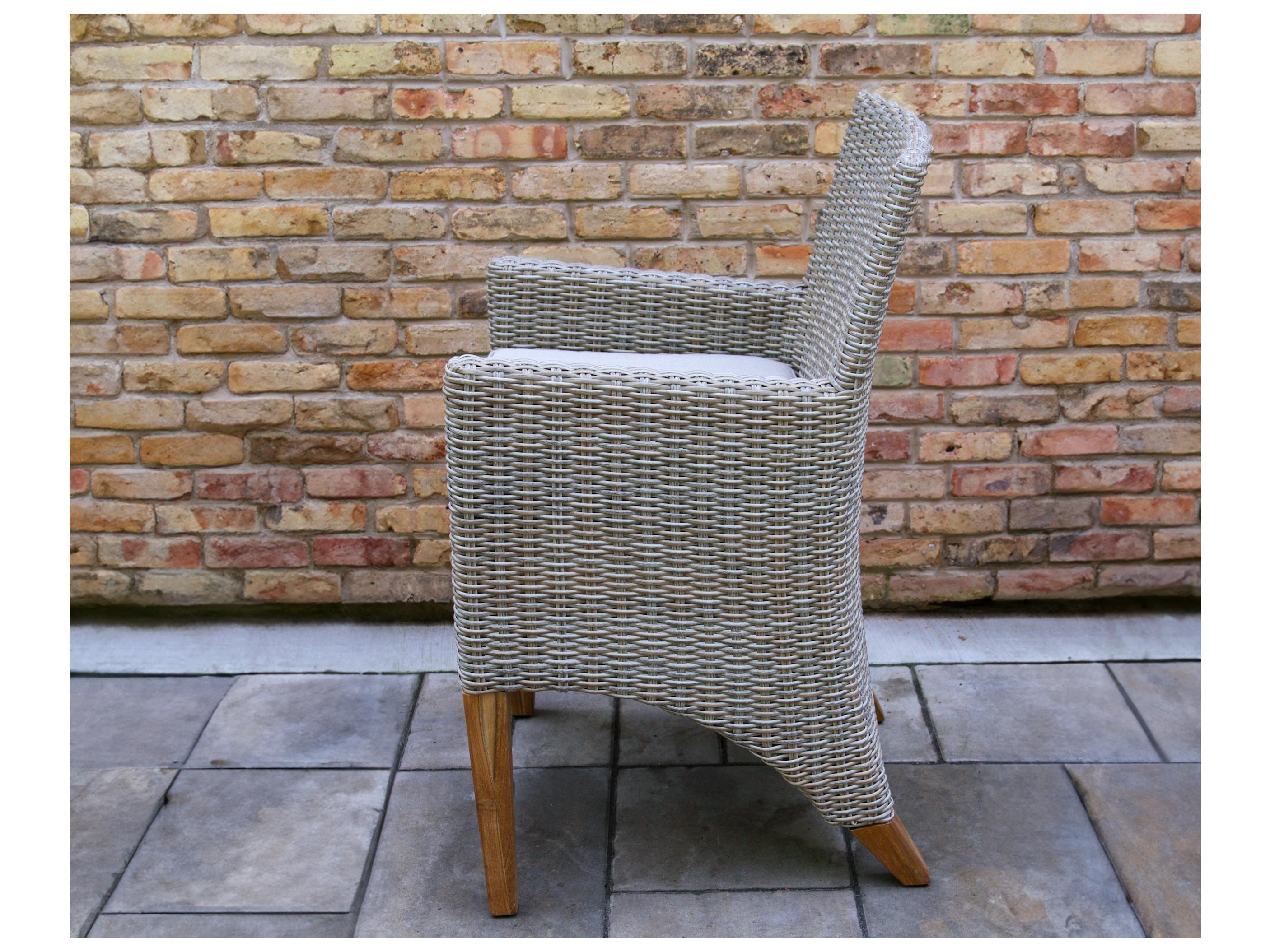 Outdoor Interiors Teak & Ash Wicker Counter Height Chair w Sunbrella