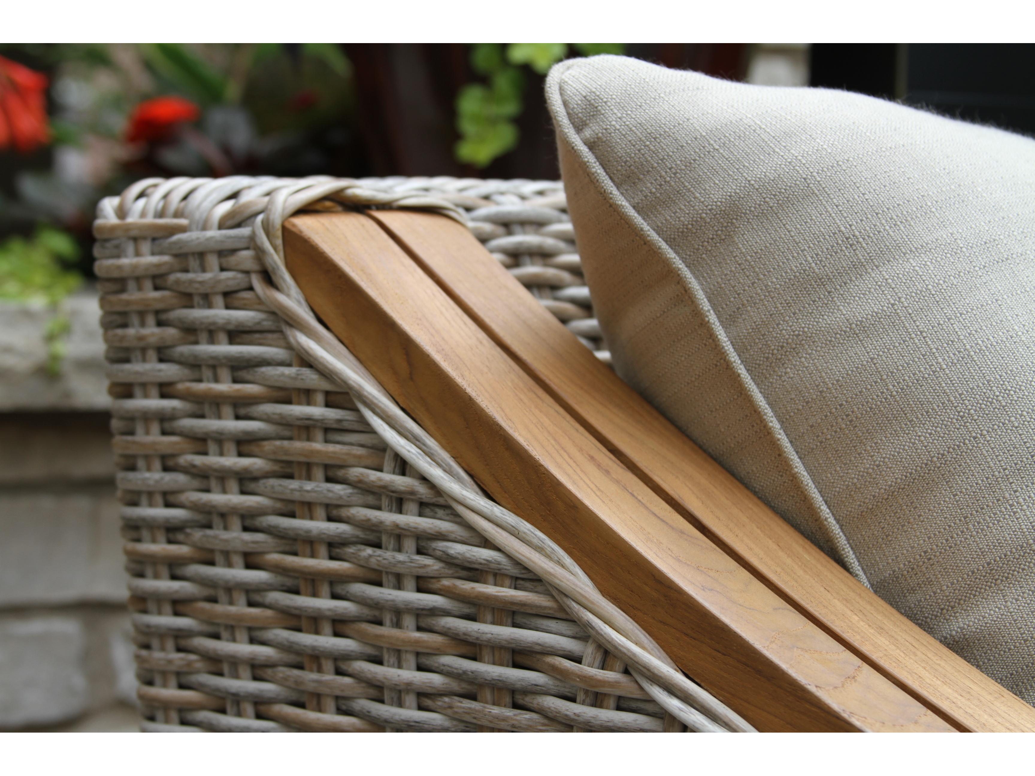 Outdoor Interiors Teak & Ash Wicker Armchair w/ Sunbrella Cushions