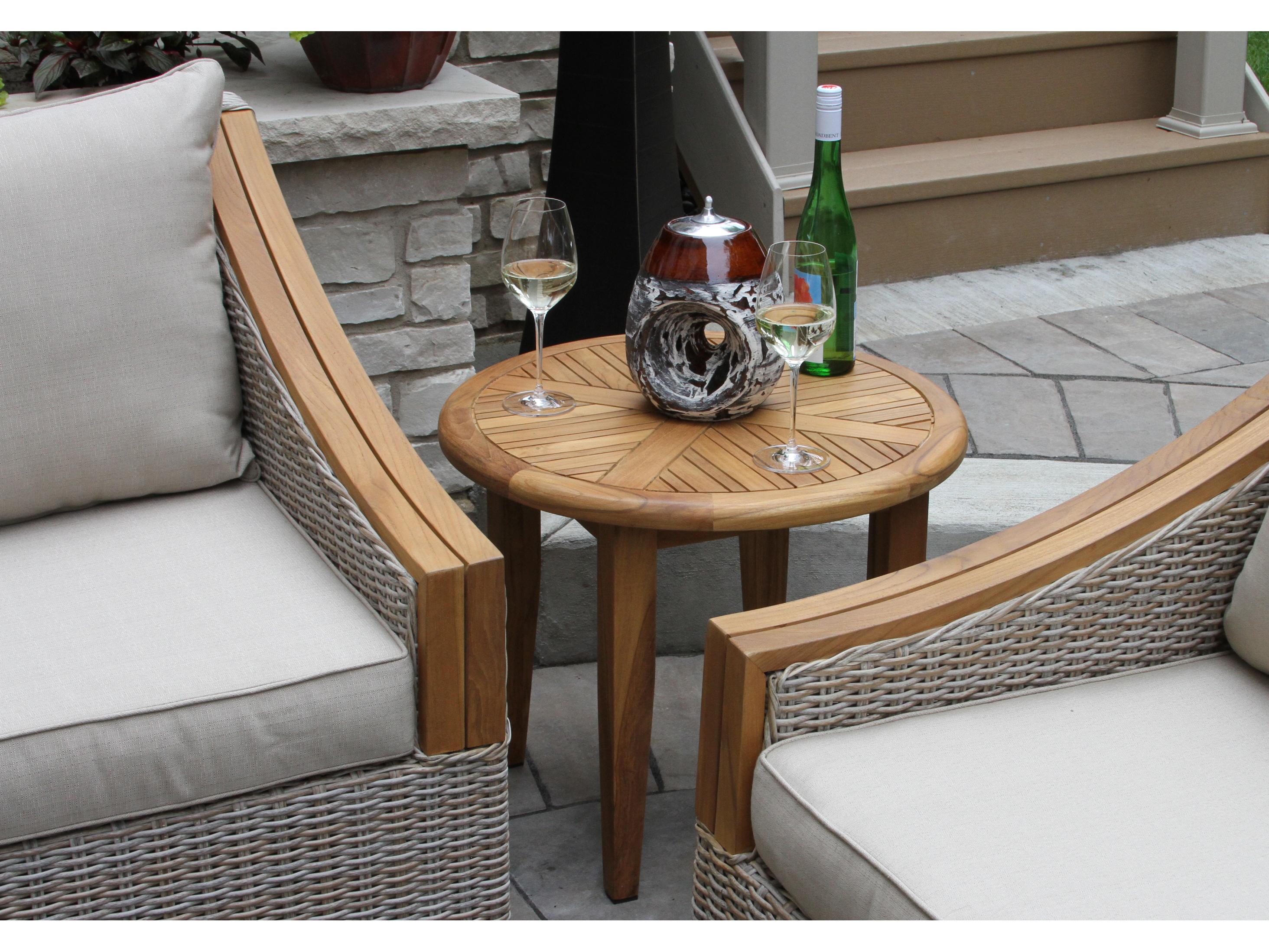 Outdoor Interiors Teak Round Lounging Table, 24" Dia.