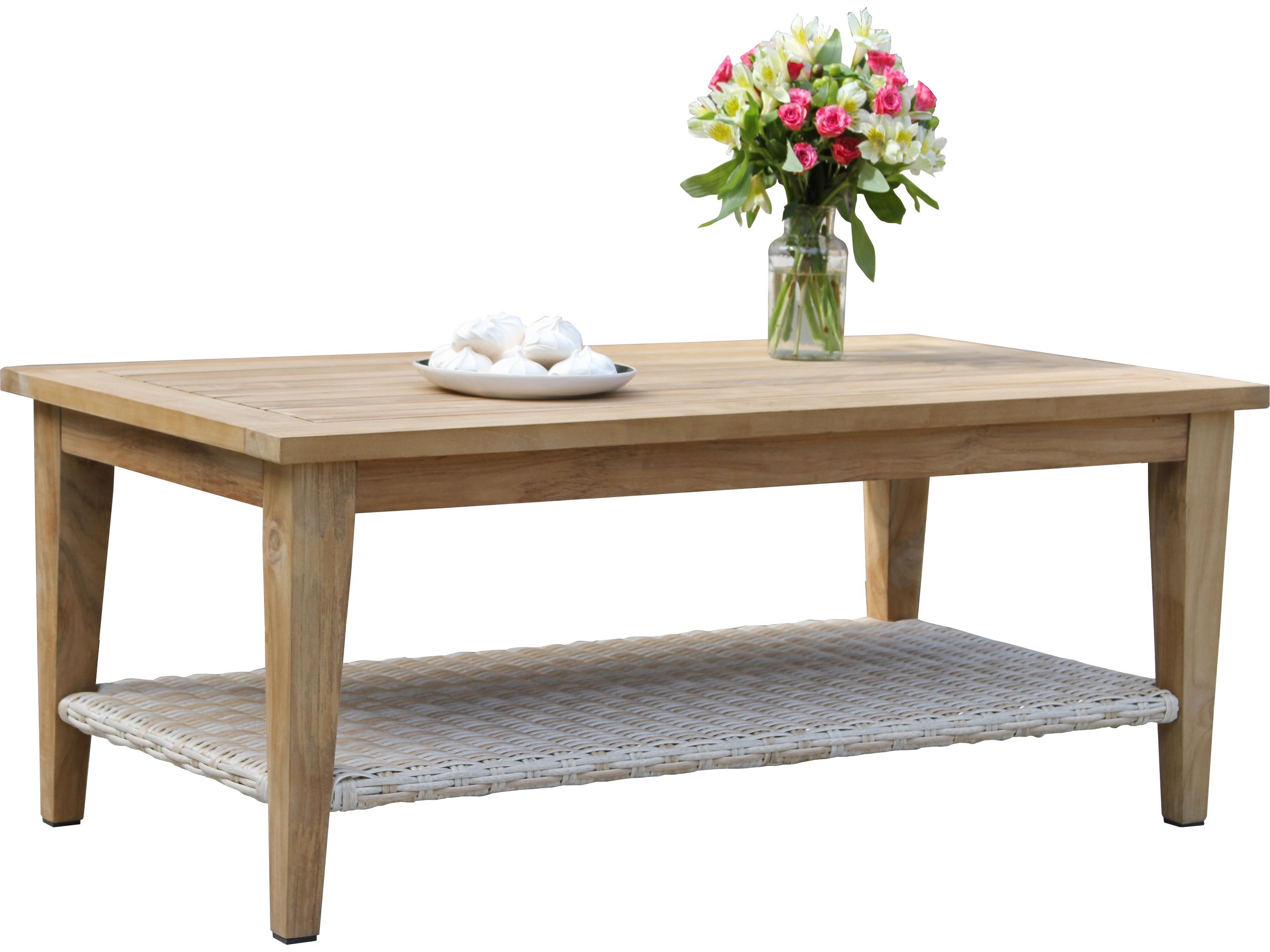 Outdoor Interiors Teak & Ash Wicker Coffee Table