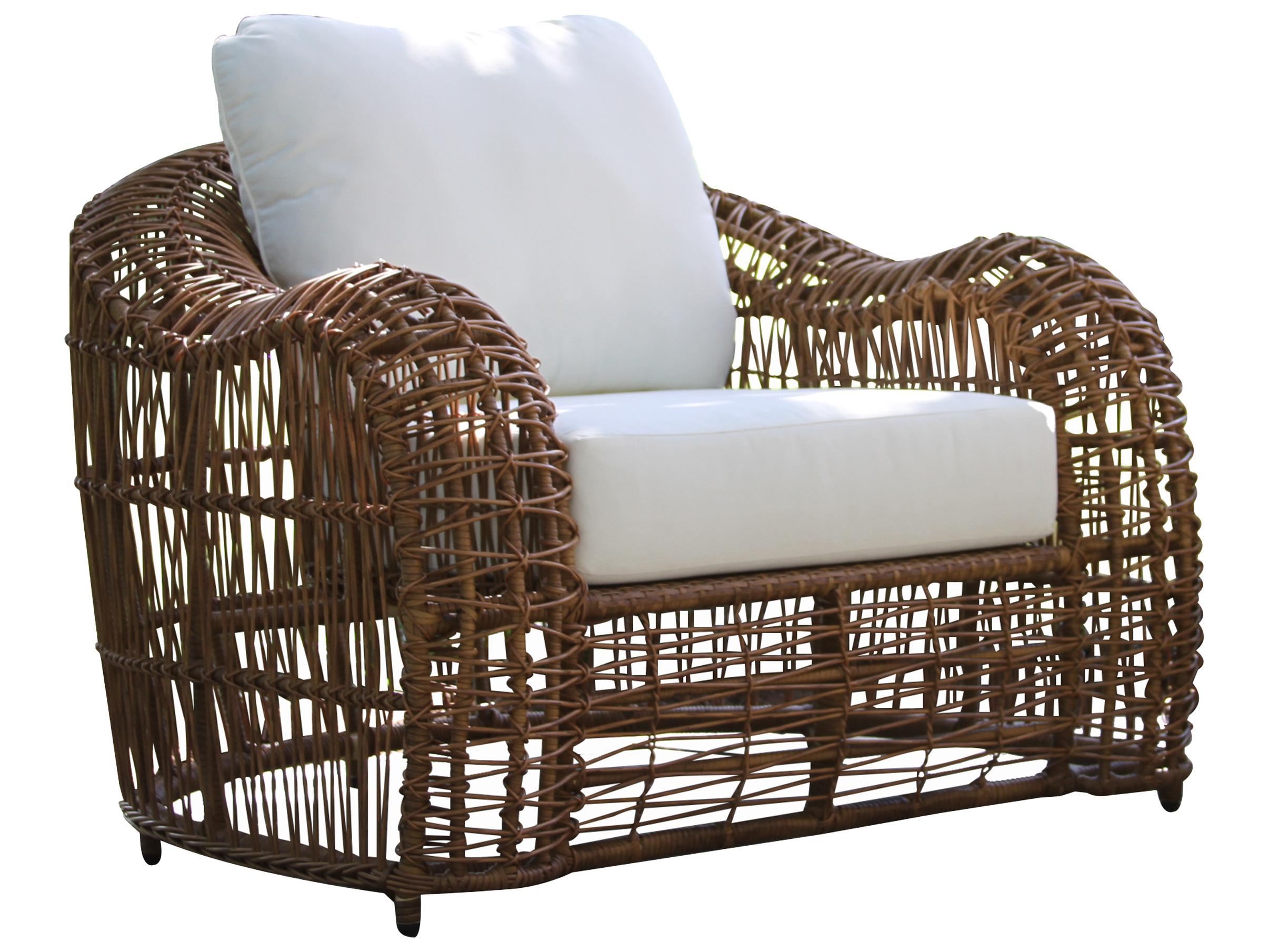 Outdoor Interiors On the Vine Wicker Armchair w Sunbrella (Price Includes Two)