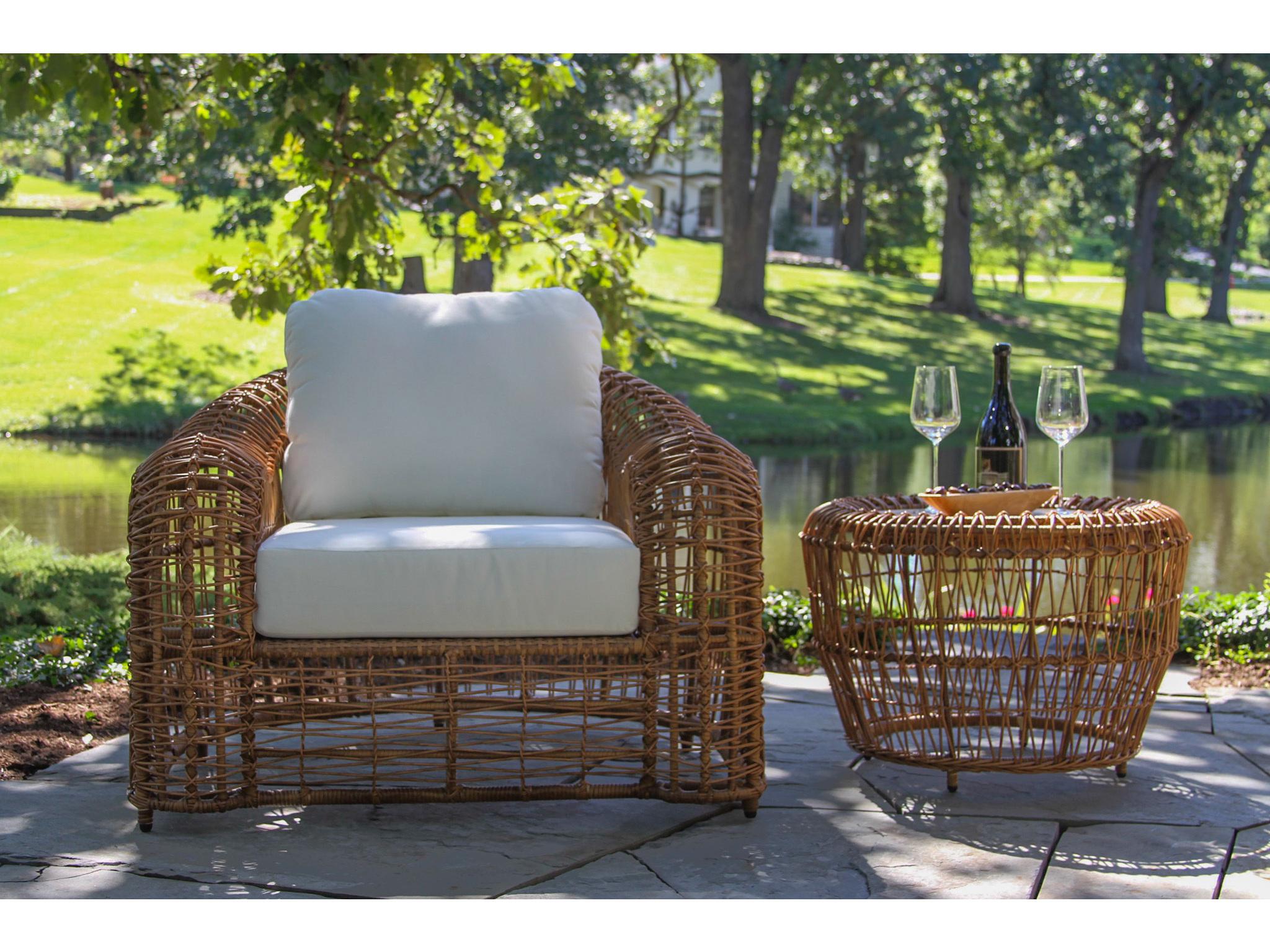 Outdoor Interiors On the Vine Wicker Armchair w Sunbrella (Price Includes Two)