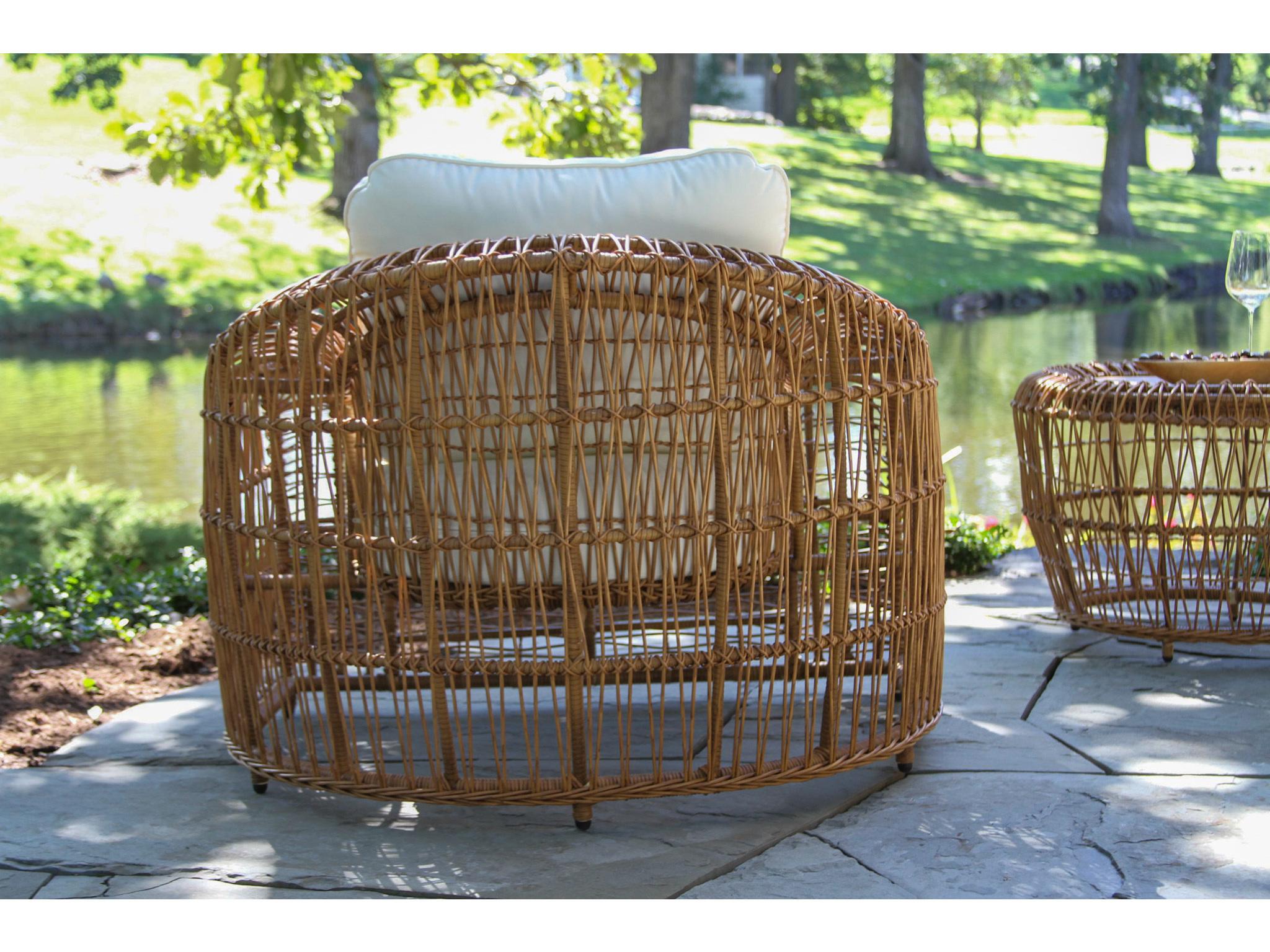Outdoor Interiors On the Vine Wicker Armchair w Sunbrella (Price Includes Two)