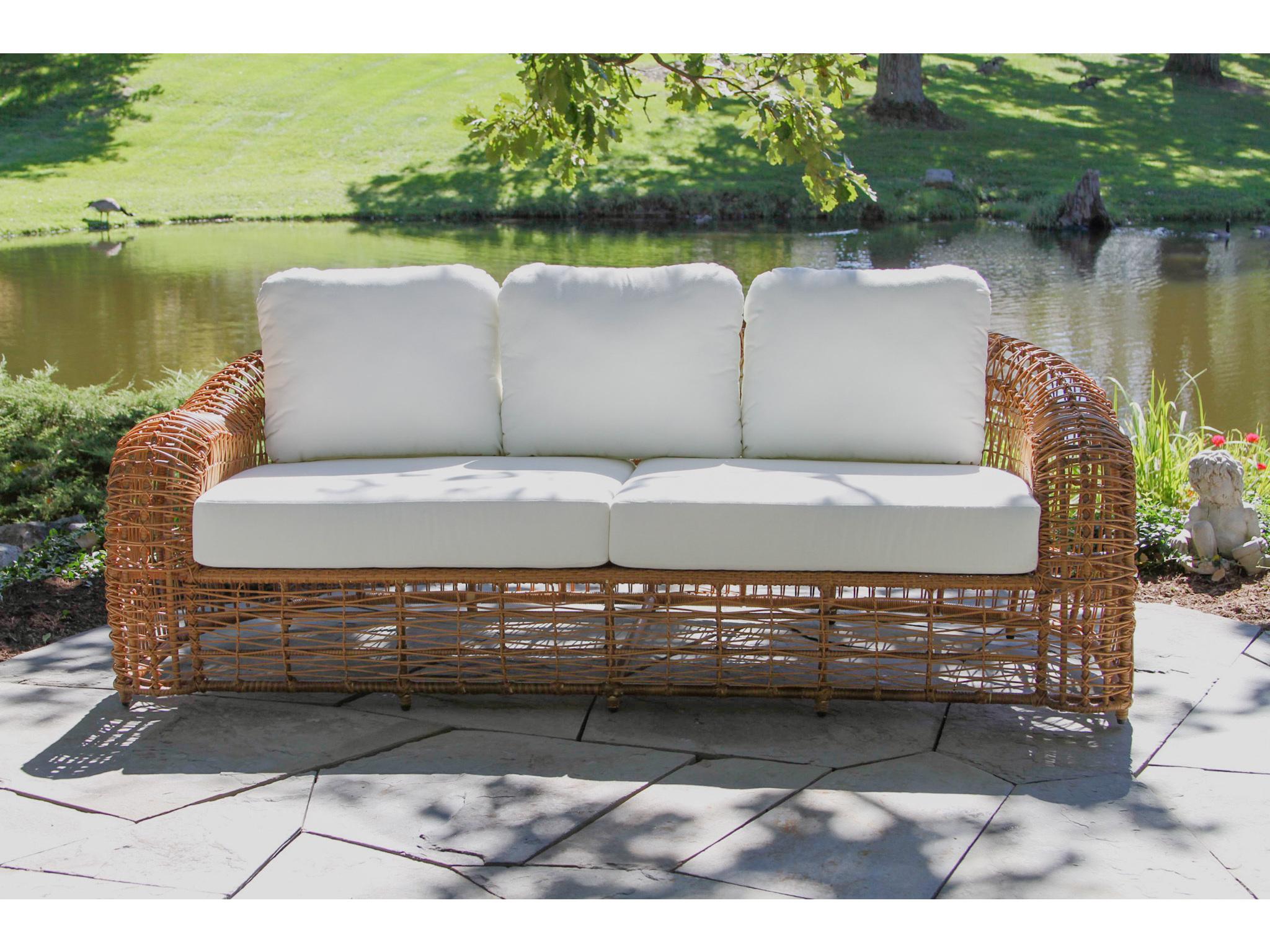 Outdoor Interiors On the Vine Wicker Sofa w Sunbrella